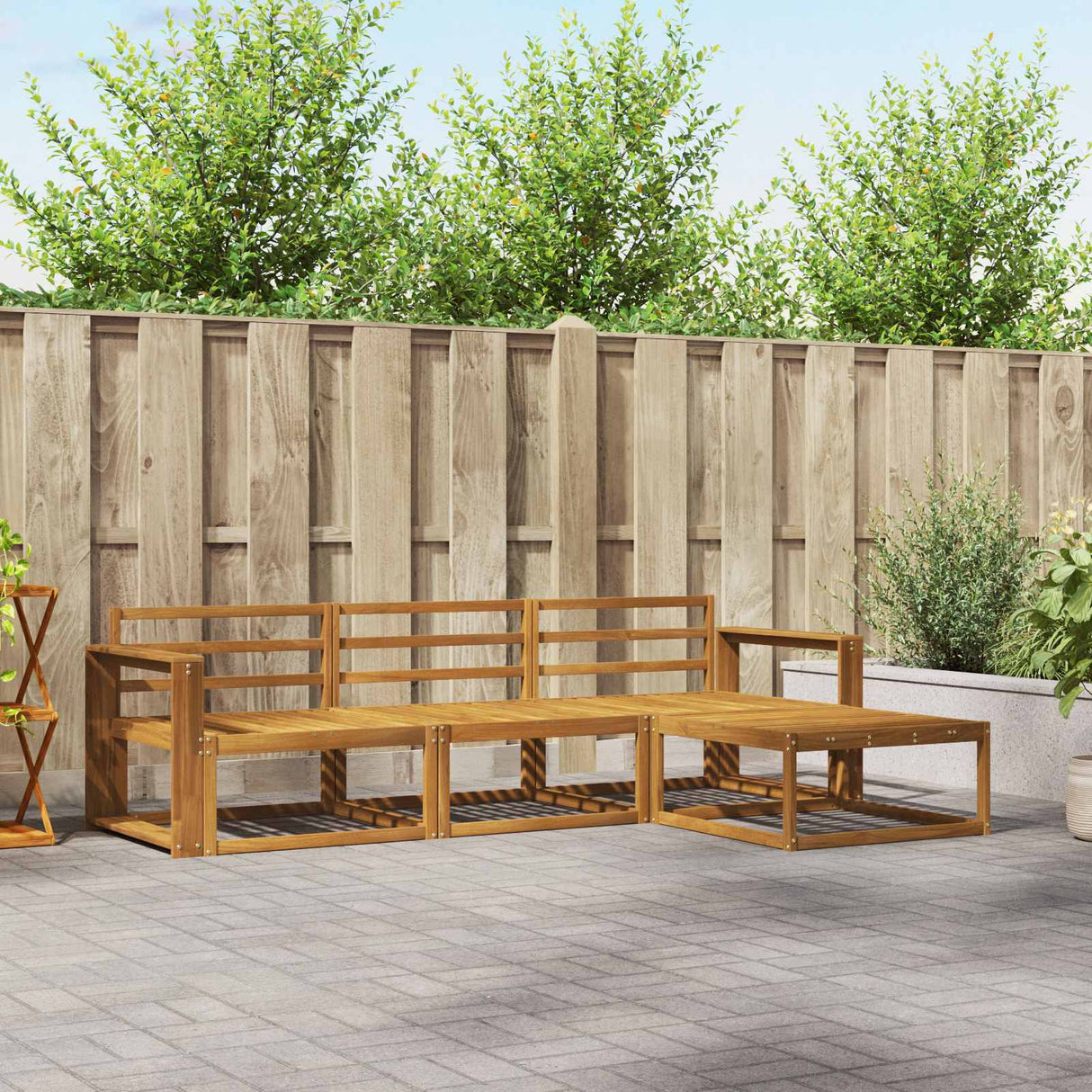 vidaXL Outdoor Sofa Set 4 pcs Natural Solid Acacia Wood