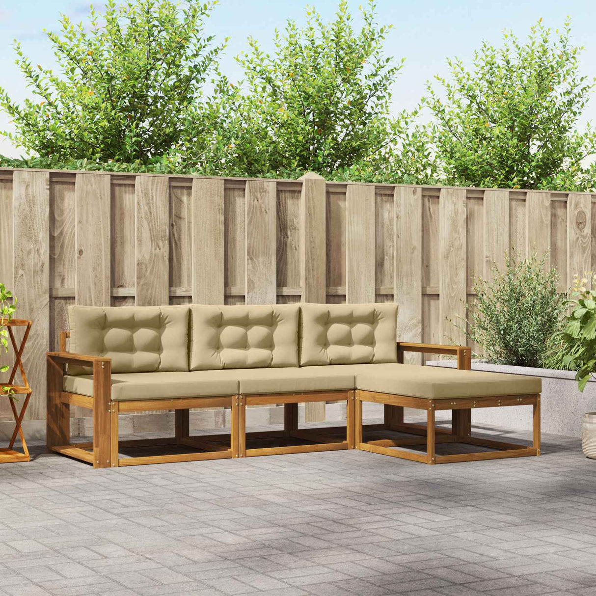 vidaXL Outdoor Sofa Set 4 pcs Natural Solid Acacia Wood