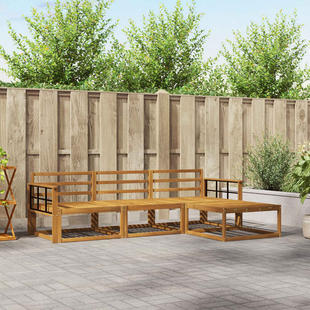 vidaXL Outdoor Sofa Set 4 pcs Natural Solid Acacia Wood