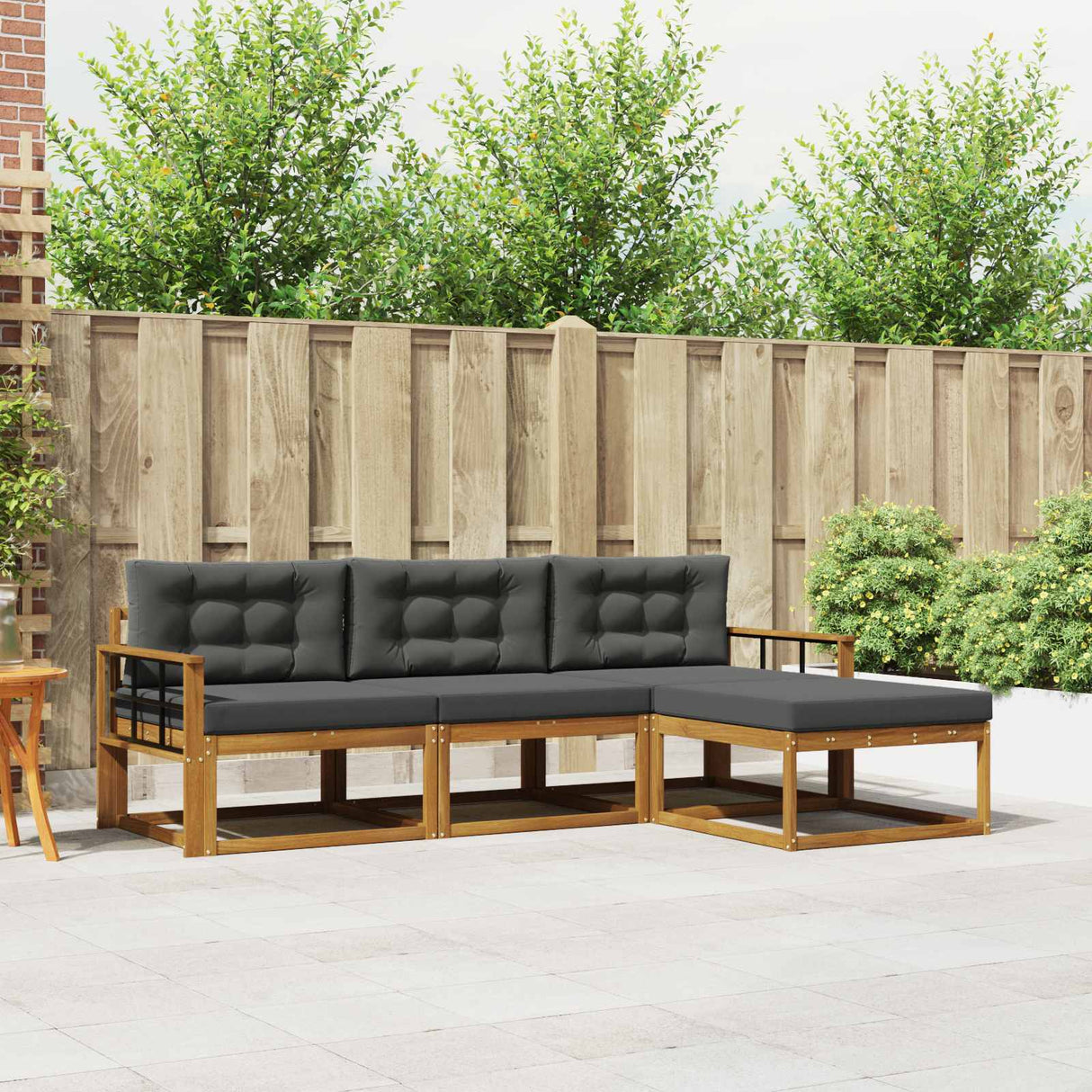 vidaXL Outdoor Sofa Set 4 pcs Natural Solid Acacia Wood