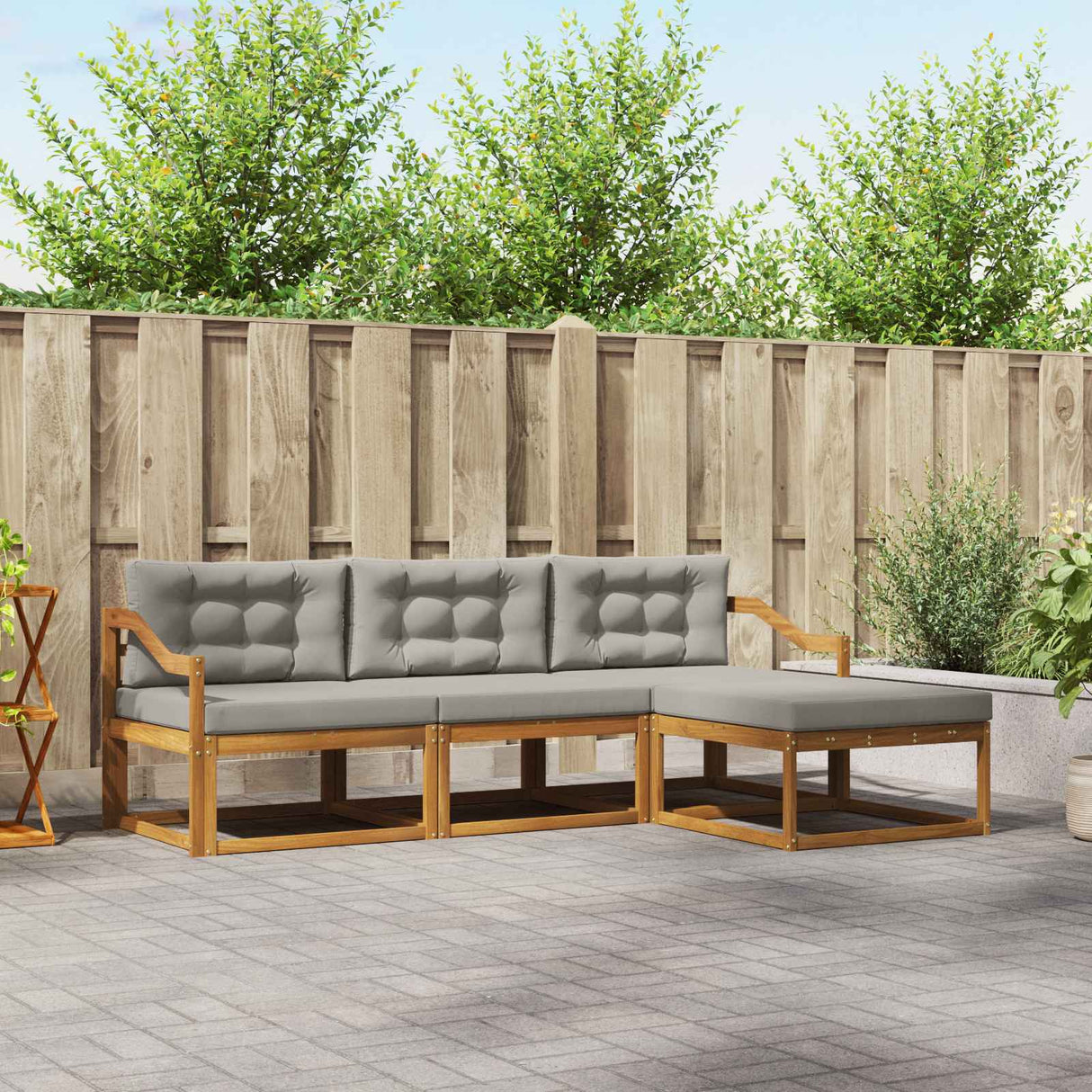 vidaXL Outdoor Sofa Set 4 pcs Natural Solid Acacia Wood