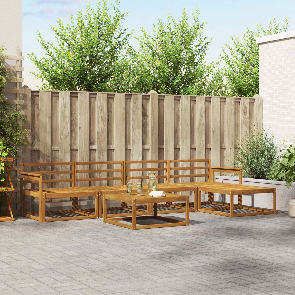 vidaXL Buiten bank set 6 pcs Naturel Massief Acacia Hout
