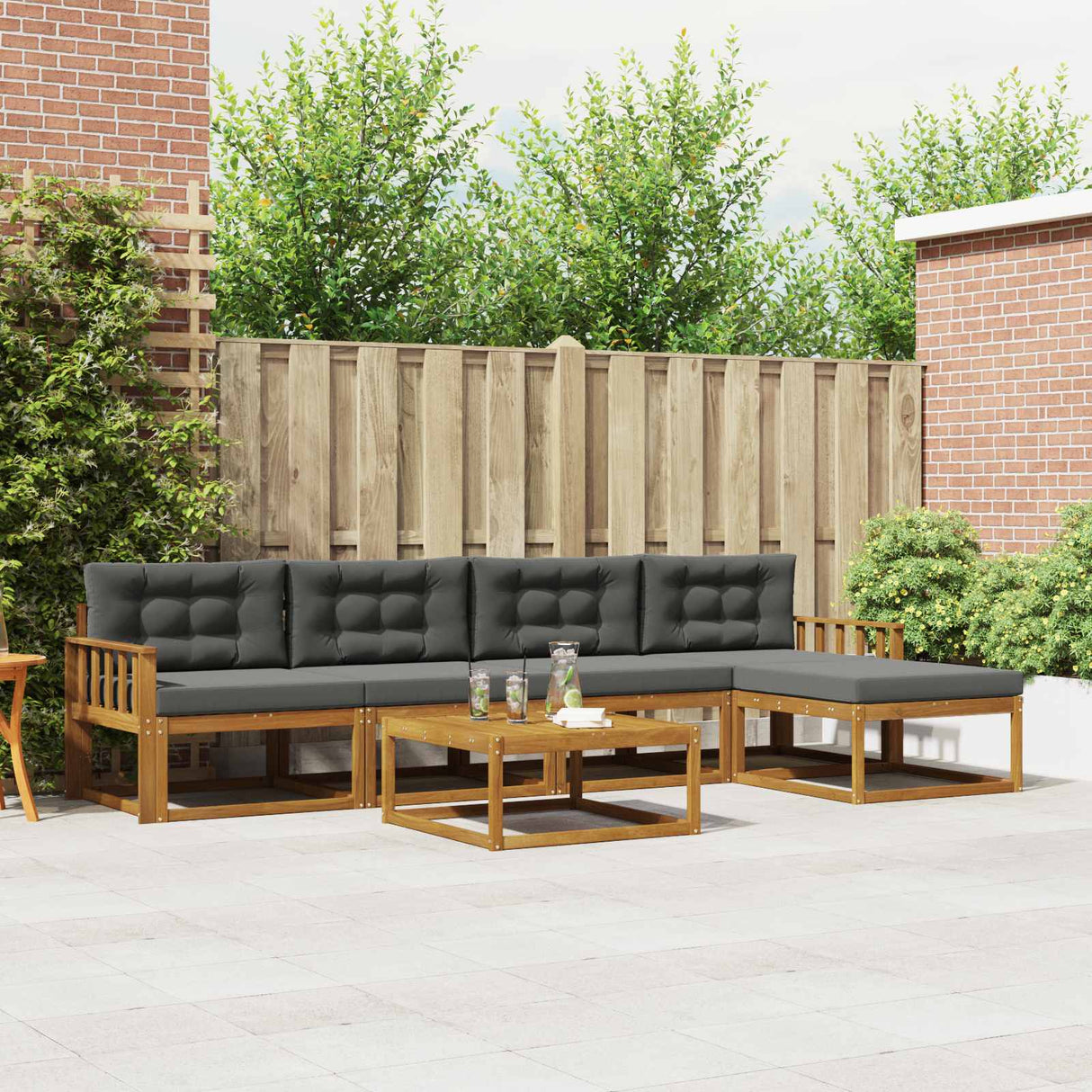 vidaXL Buiten bank set 6 pcs Naturel Massief Acacia Hout