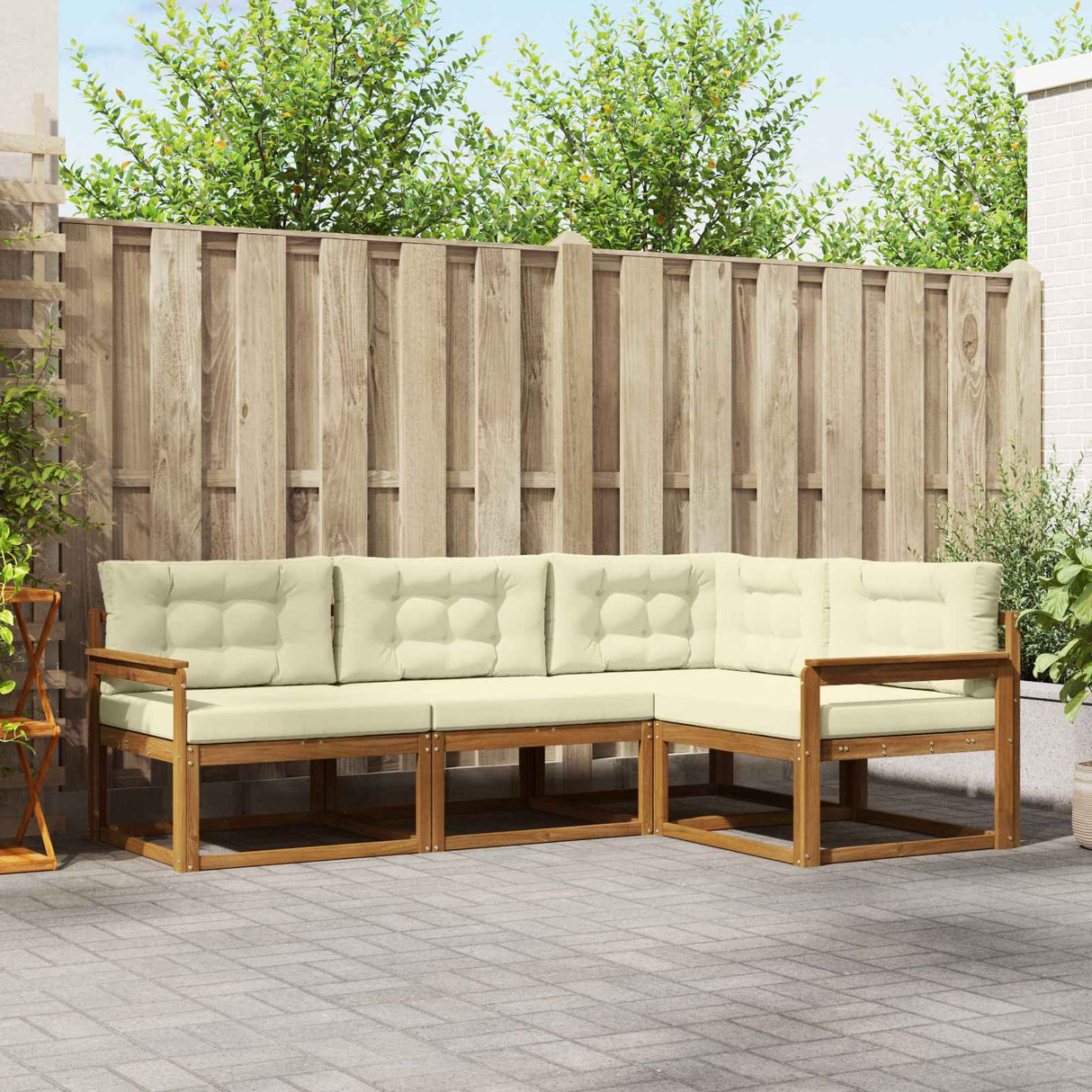 vidaXL Outdoor Sofa Set 4 pcs Natural Solid Acacia Wood