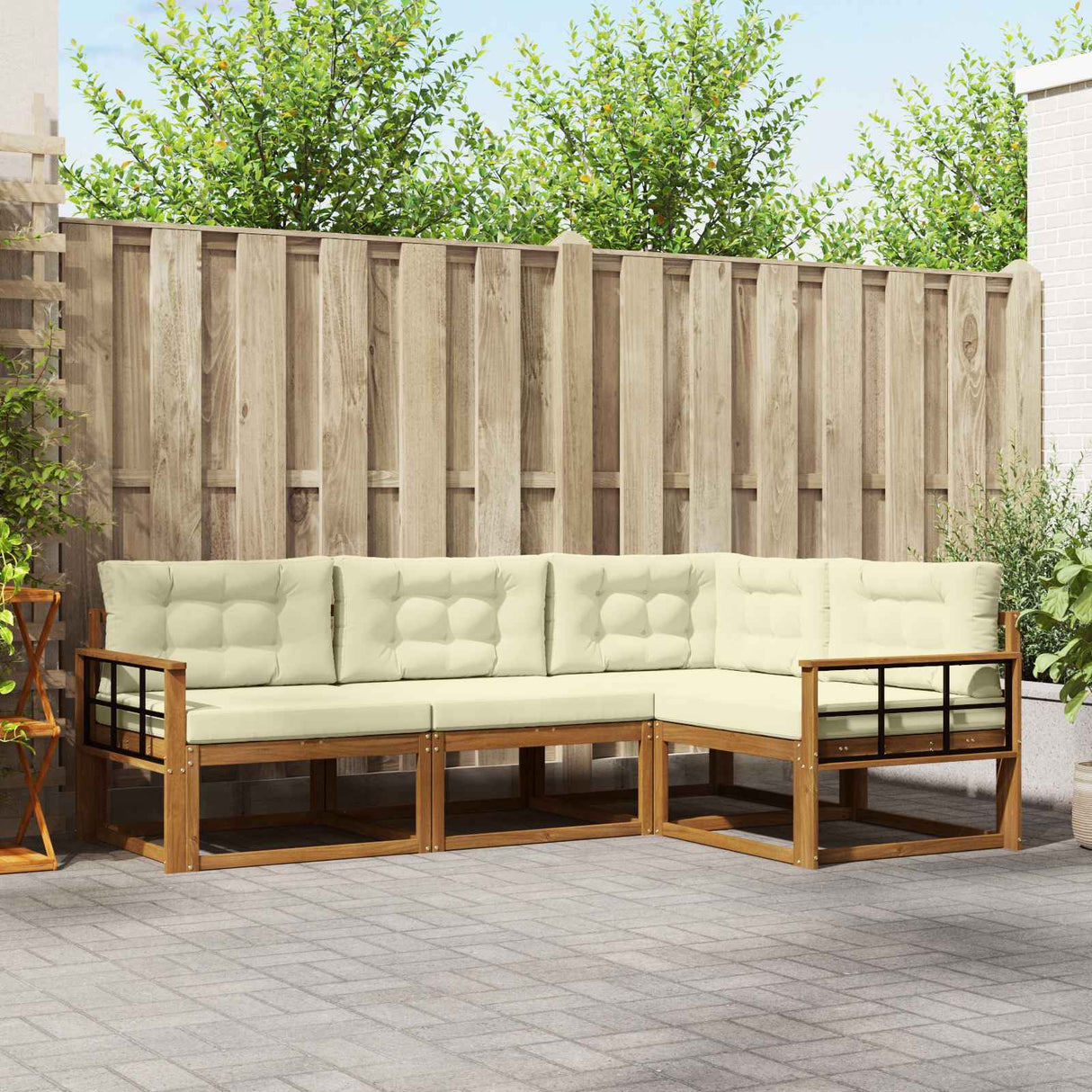 vidaXL Outdoor Sofa Set 4 pcs Natural Solid Acacia Wood