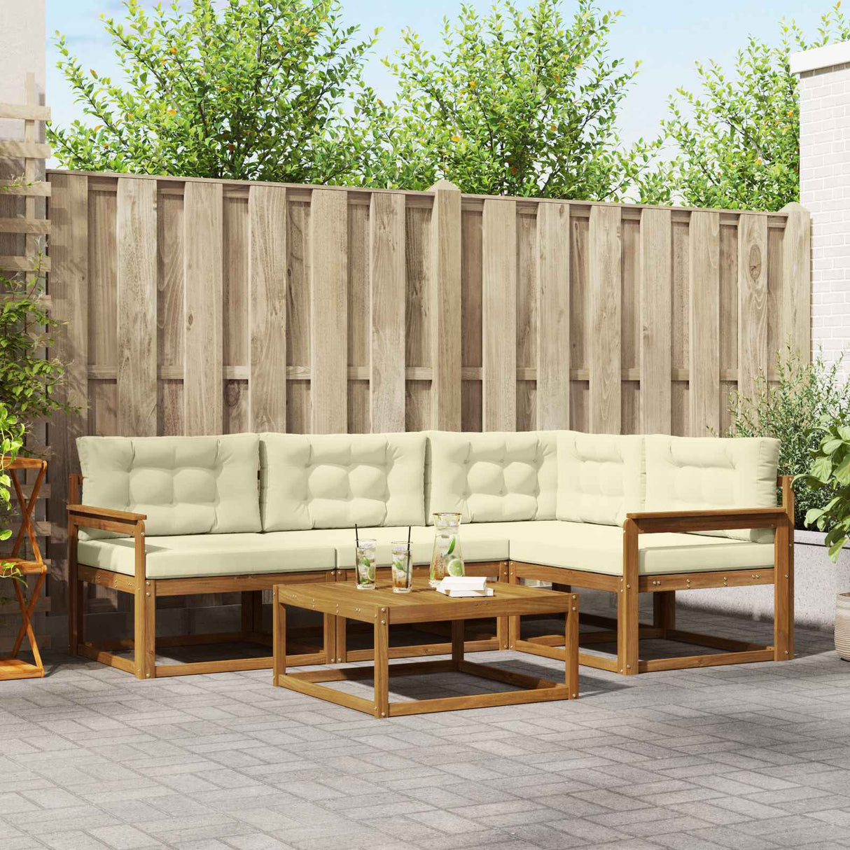 vidaXL Ensemble canapé d'extérieur 5 pcs Bois d'acacia massif naturel