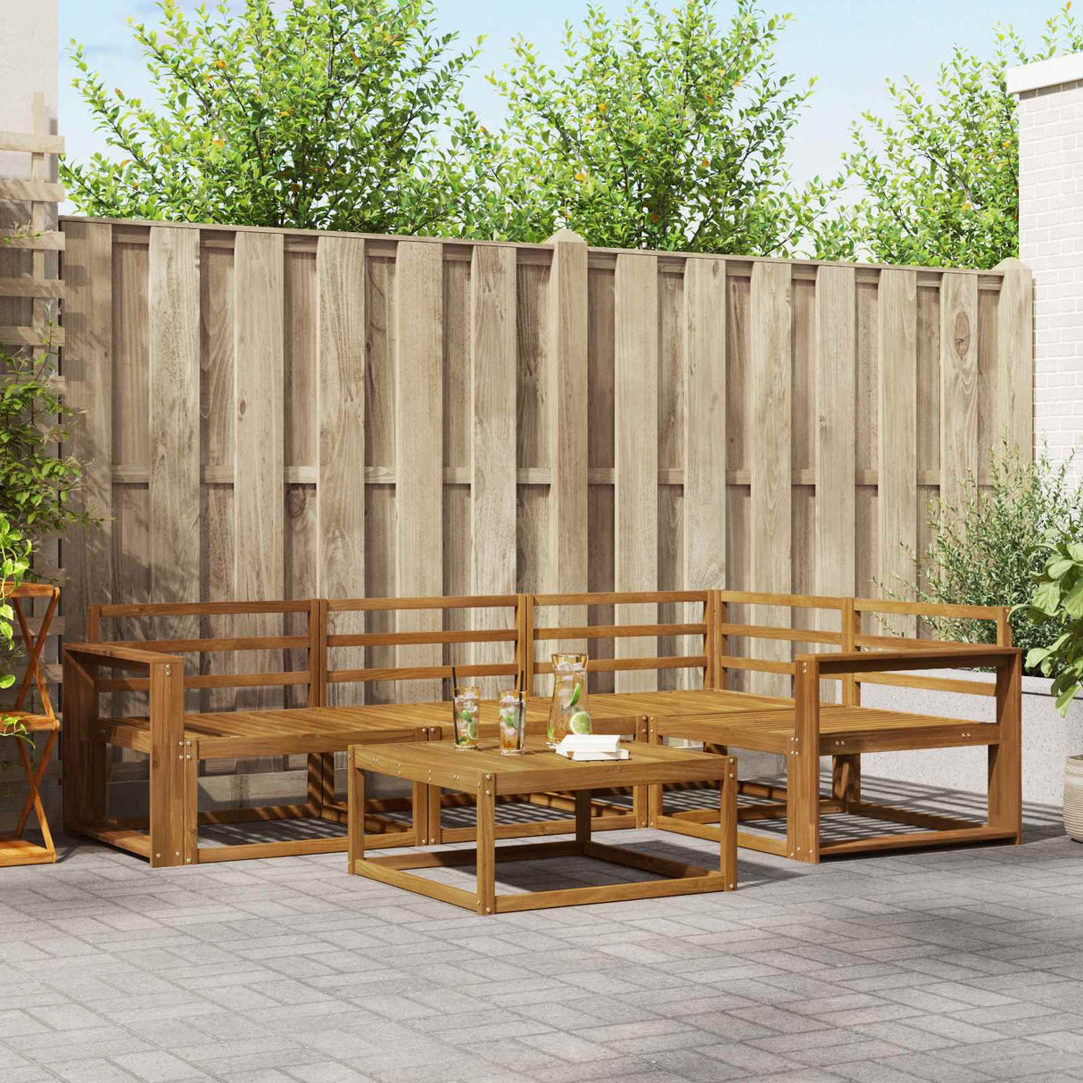 vidaXL Ensemble canapé d'extérieur 5 pcs Bois d'acacia massif naturel