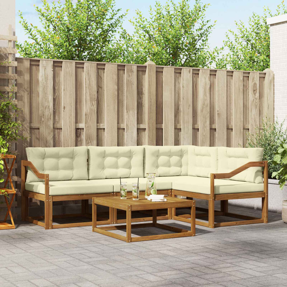 vidaXL Ensemble canapé d'extérieur 5 pcs Bois d'acacia massif naturel