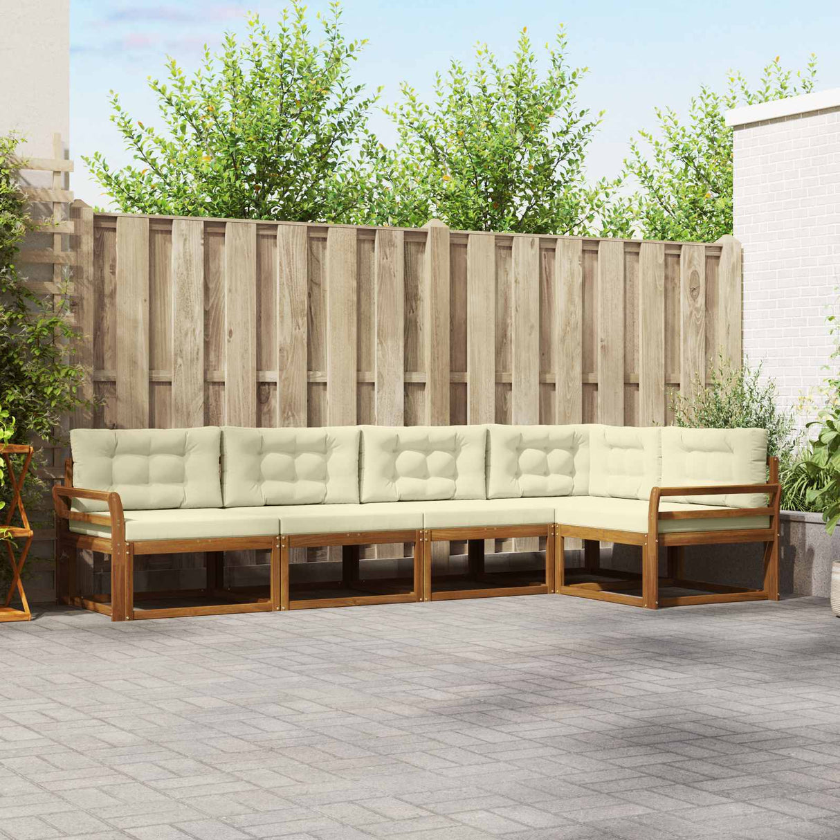 vidaXL Outdoor Sofa Set 5 pcs Natural Solid Acacia Wood