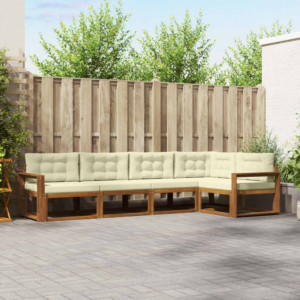 vidaXL Outdoor Sofa Set 5 pcs Natural Solid Acacia Wood