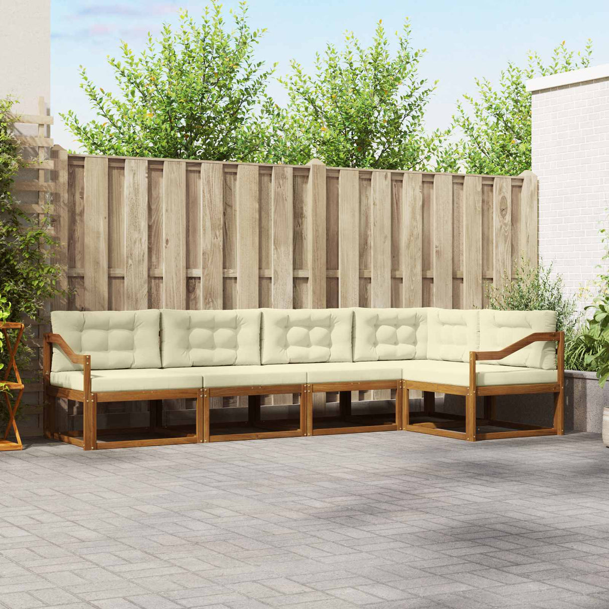vidaXL Outdoor Sofa Set 5 pcs Natural Solid Acacia Wood