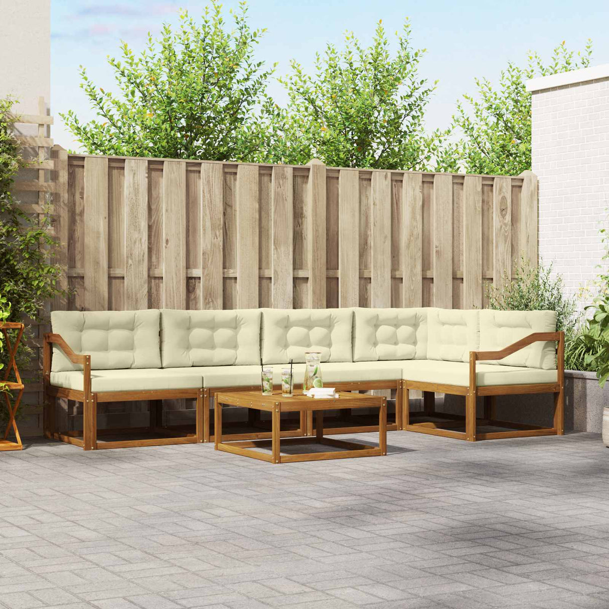 vidaXL Salon de jardin 6 pcs Bois d'acacia massif Naturel