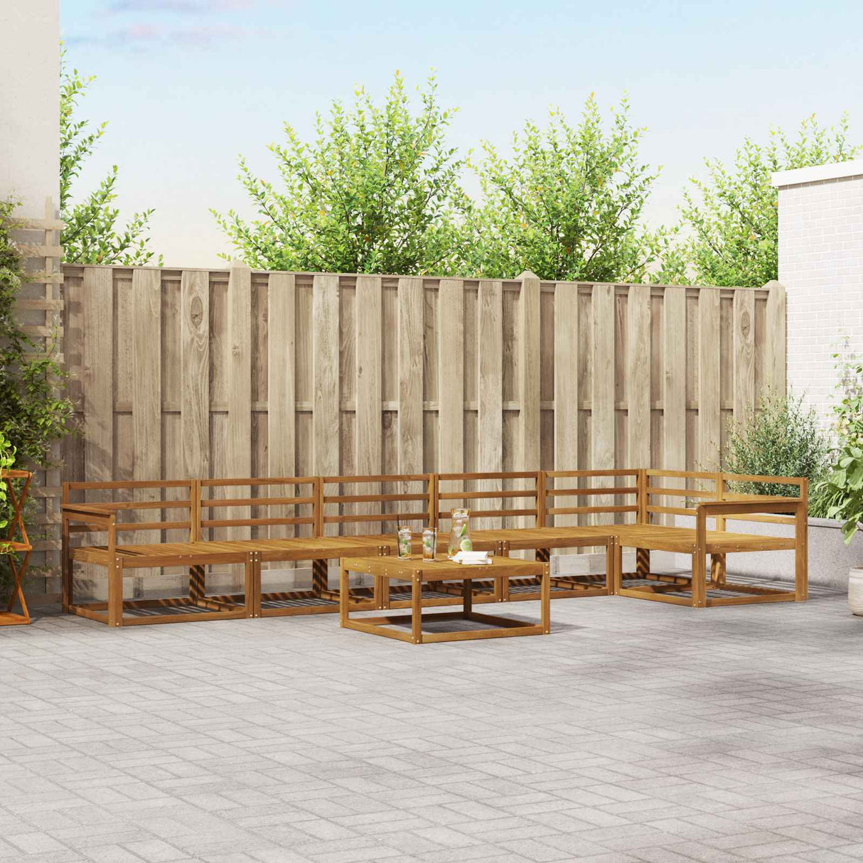vidaXL Buiten bank set 7 pcs Naturel Massief Acacia Hout