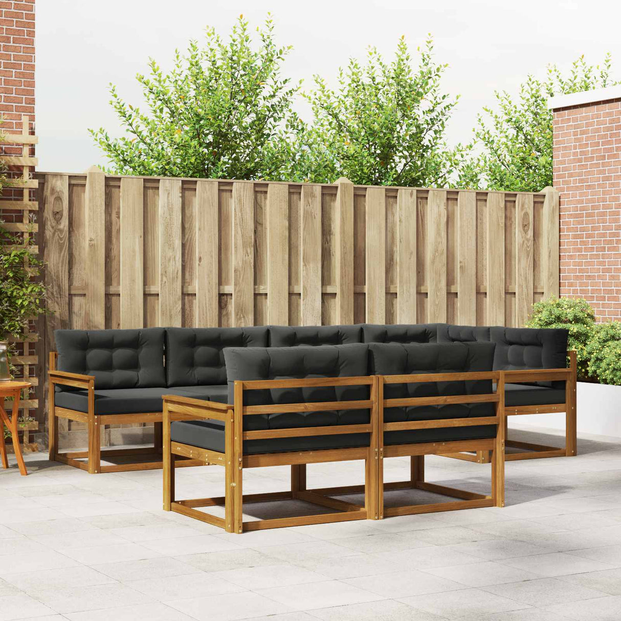 vidaXL Ensemble de 7 bancs de jardin en bois d'acacia massif Naturel
