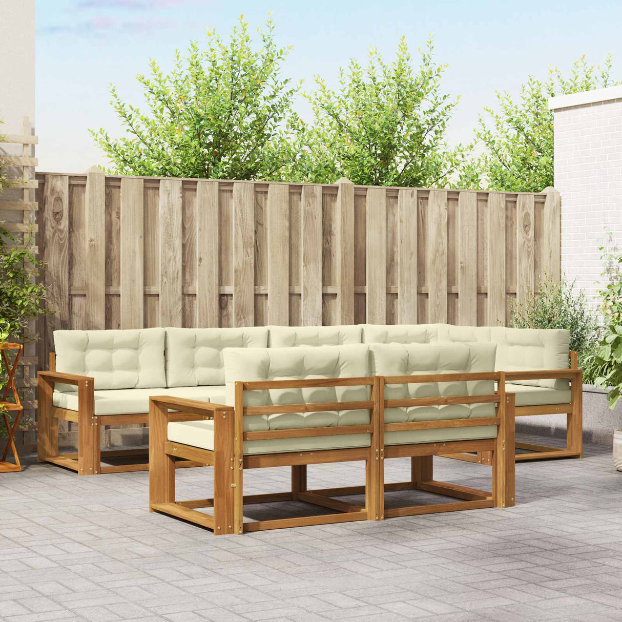 vidaXL Ensemble de 7 bancs de jardin en bois d'acacia massif Naturel