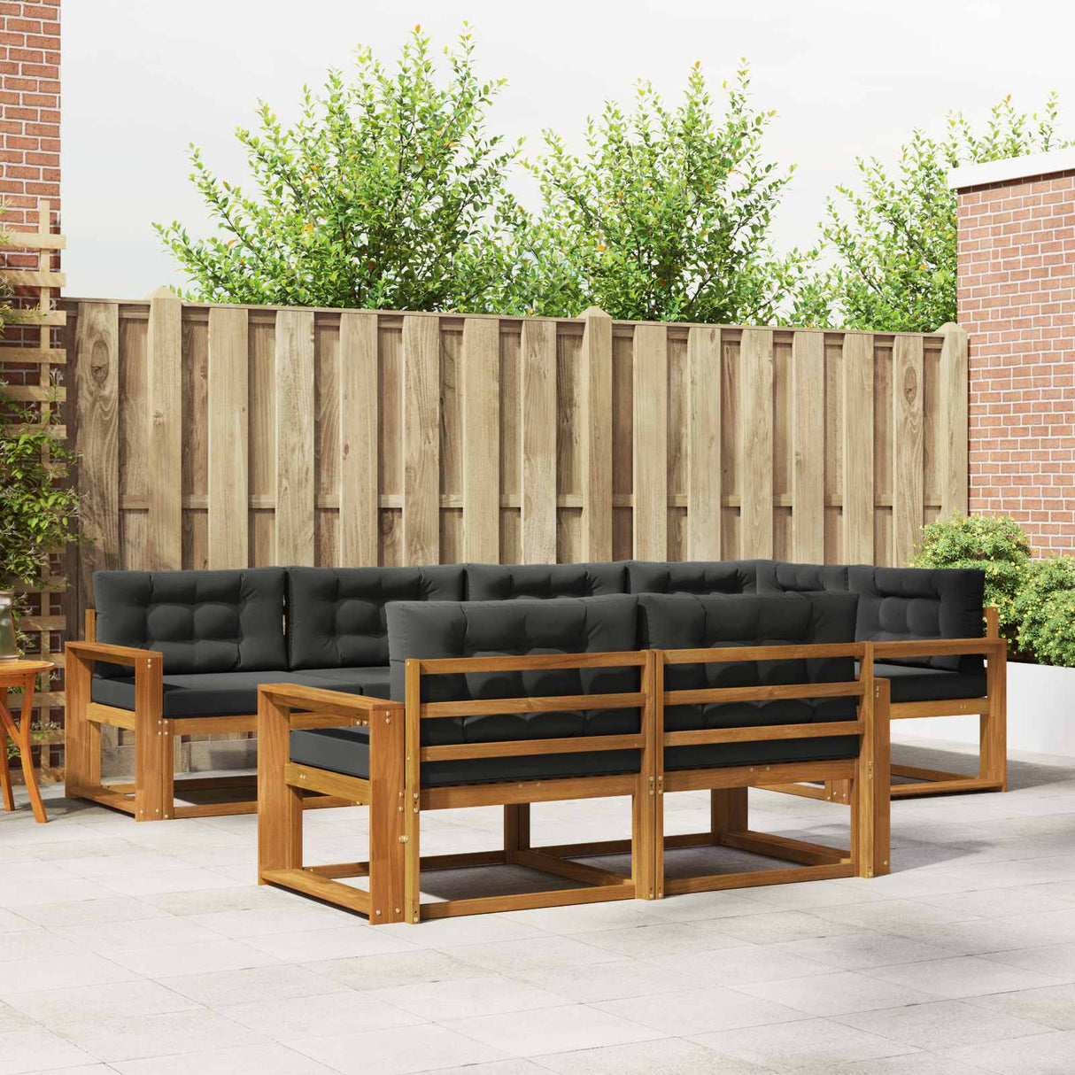 vidaXL Ensemble de 7 bancs de jardin en bois d'acacia massif Naturel