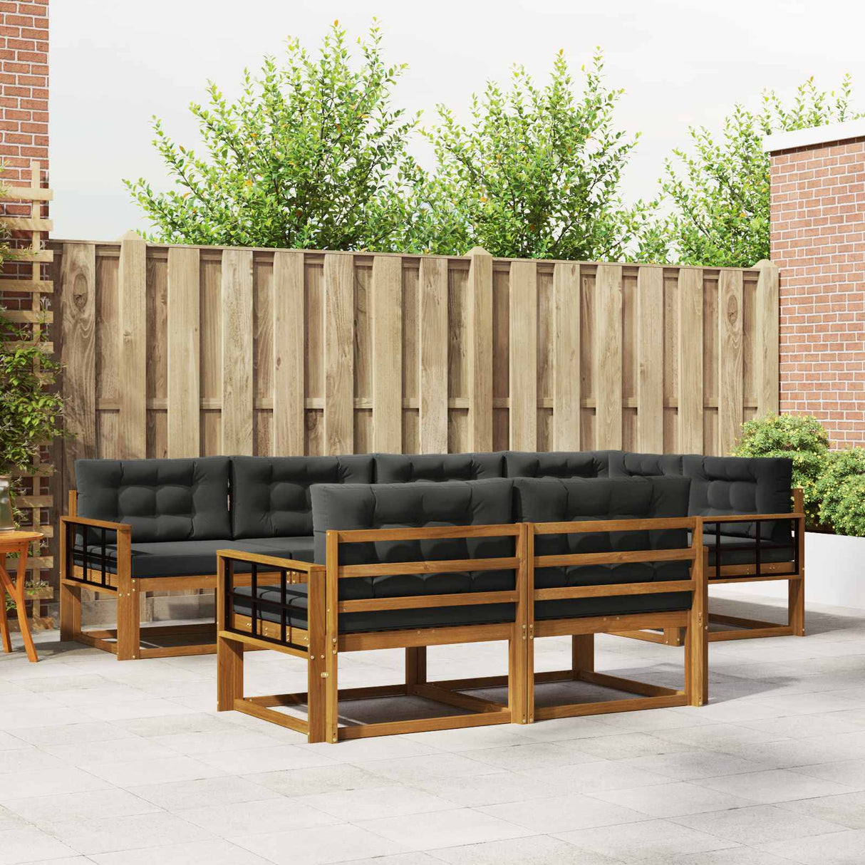 vidaXL Ensemble de 7 bancs de jardin en bois d'acacia massif Naturel