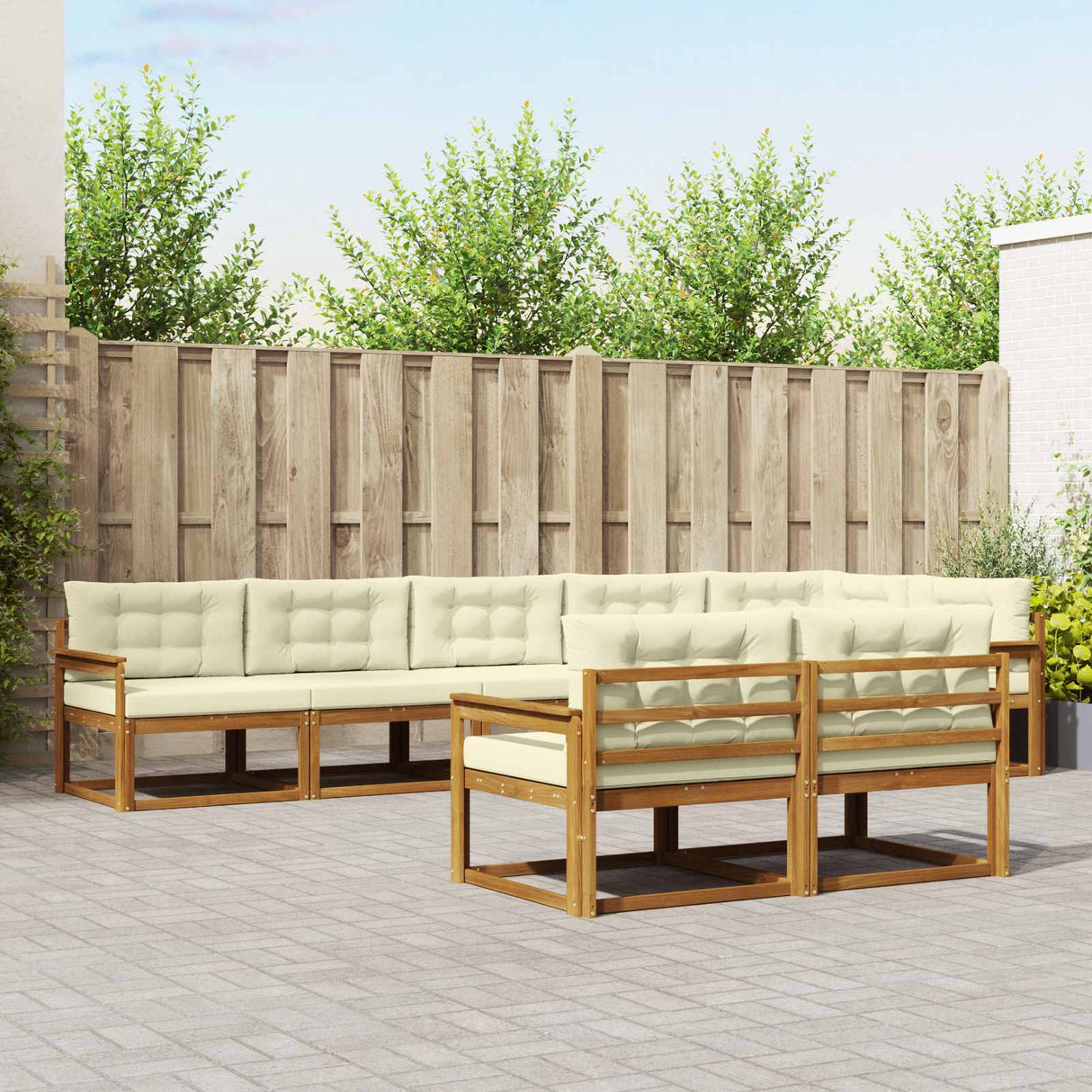 vidaXL Salon de jardin 8 pcs Bois d'acacia massif Naturel