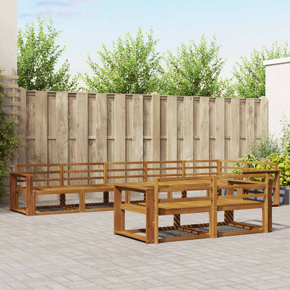 vidaXL Salon de jardin 8 pcs Bois d'acacia massif Naturel