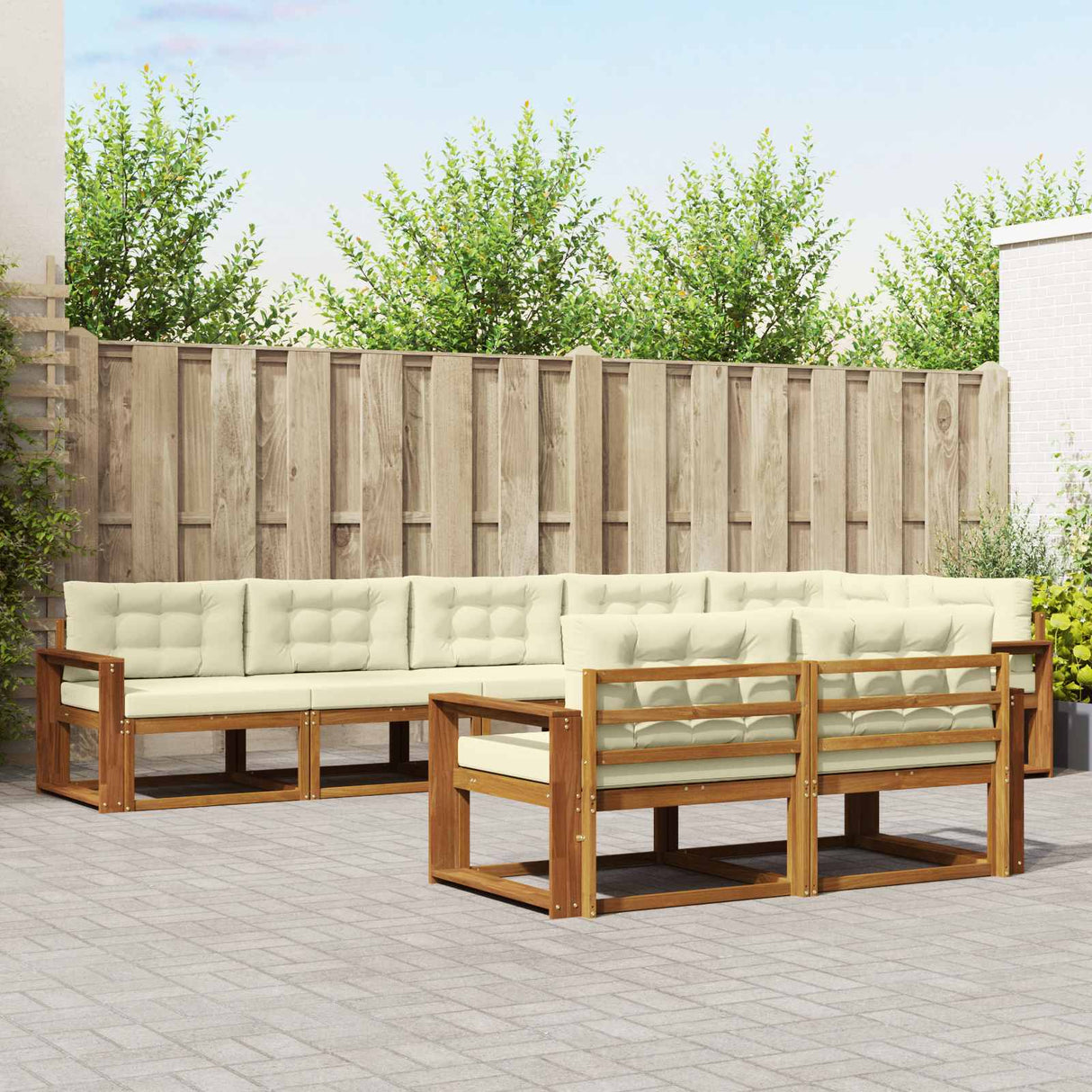 vidaXL Salon de jardin 8 pcs Bois d'acacia massif Naturel