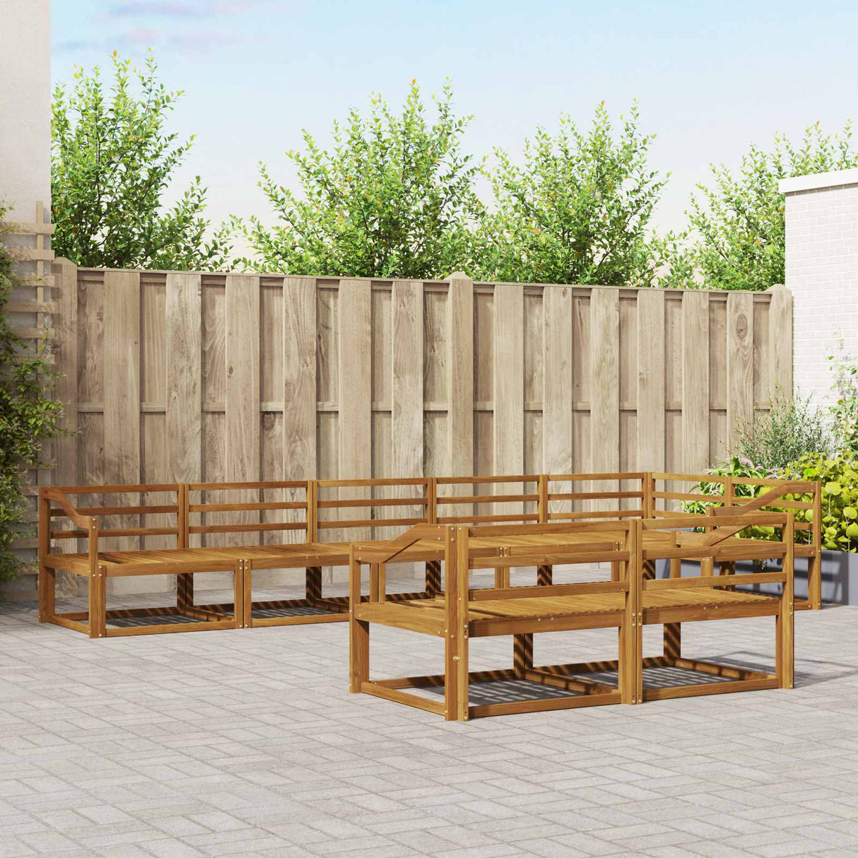 vidaXL Salon de jardin 8 pcs Bois d'acacia massif Naturel