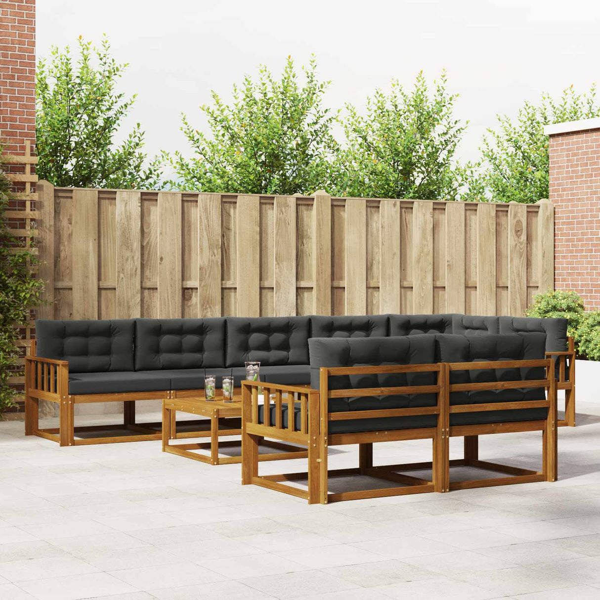 vidaXL Buiten bank set 9 pcs Naturel Massief Acacia Hout