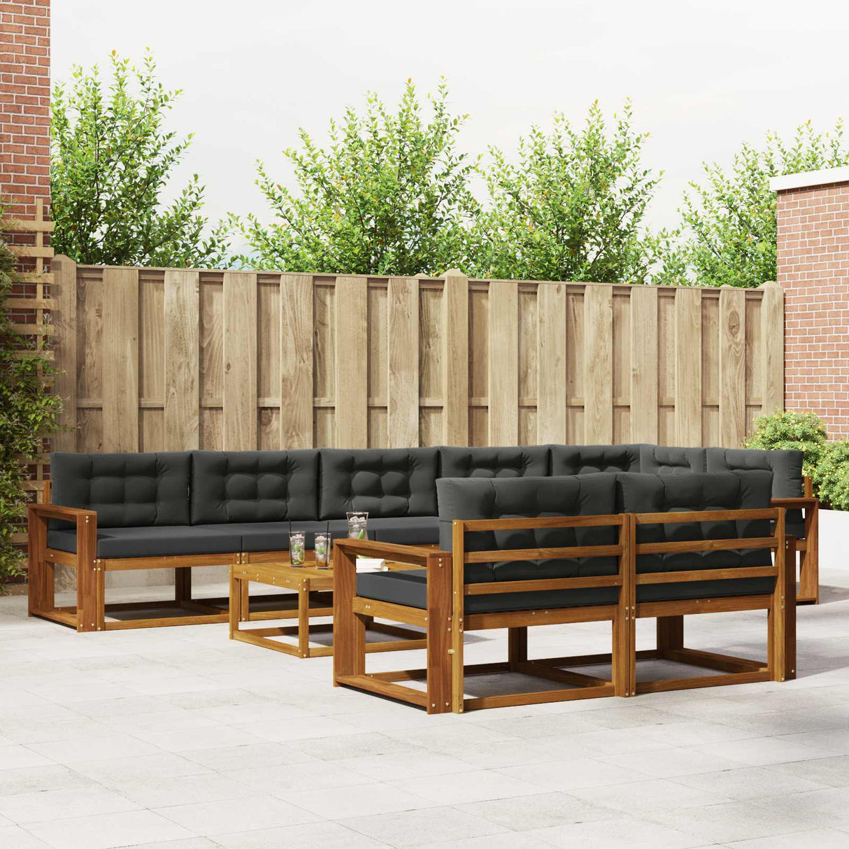 vidaXL Buiten bank set 9 pcs Naturel Massief Acacia Hout