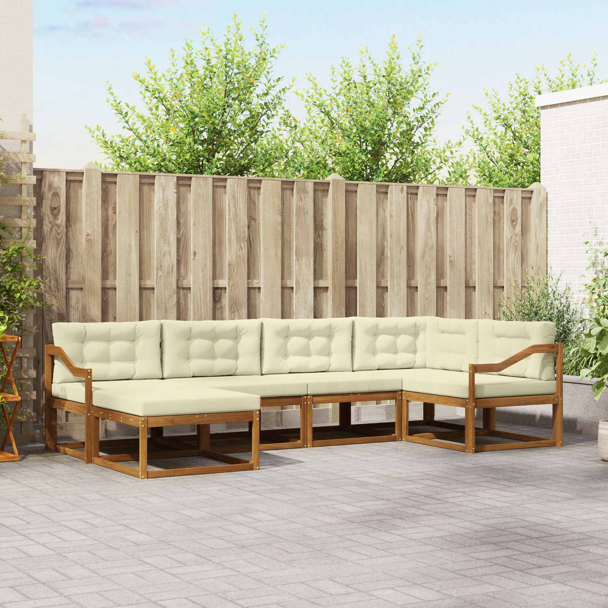 vidaXL Ensemble salon de jardin 6 pcs Bois d'acacia massif Naturel