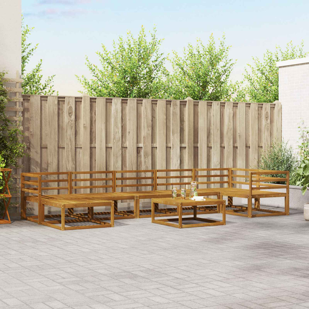 vidaXL Buiten bank set 8 pcs Naturel Massief Acacia Hout