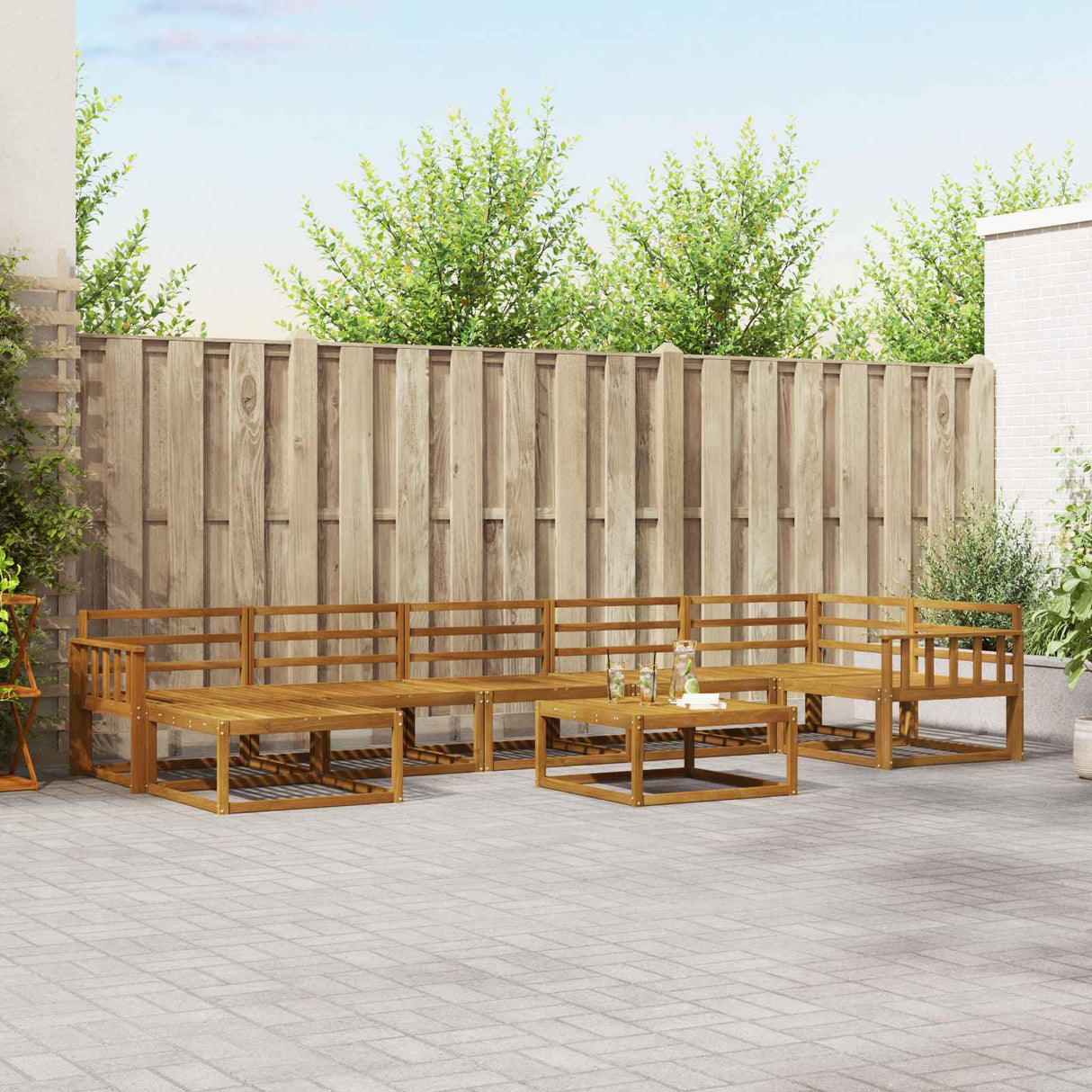 vidaXL Buiten bank set 8 pcs Naturel Massief Acacia Hout