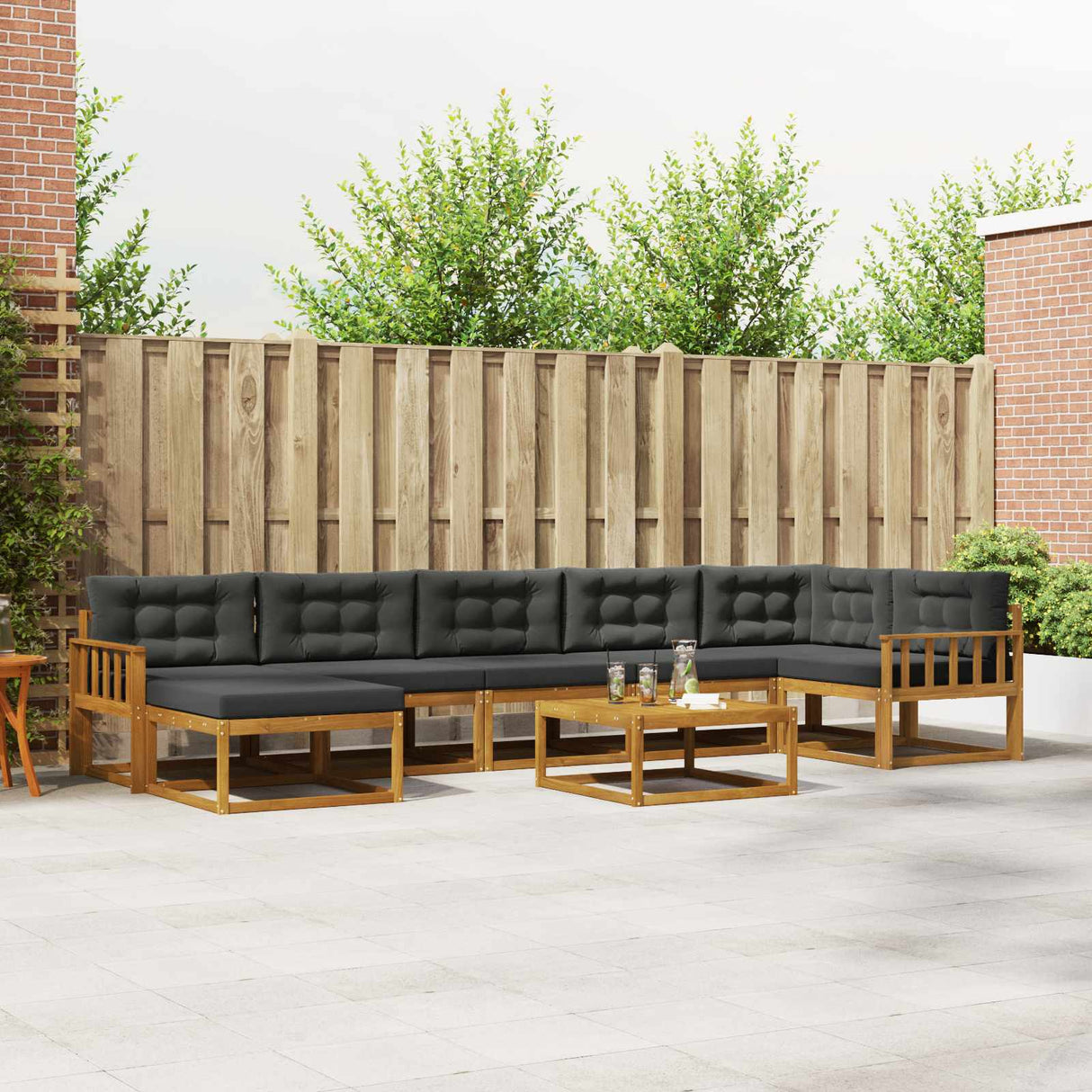 vidaXL Buiten bank set 8 pcs Naturel Massief Acacia Hout