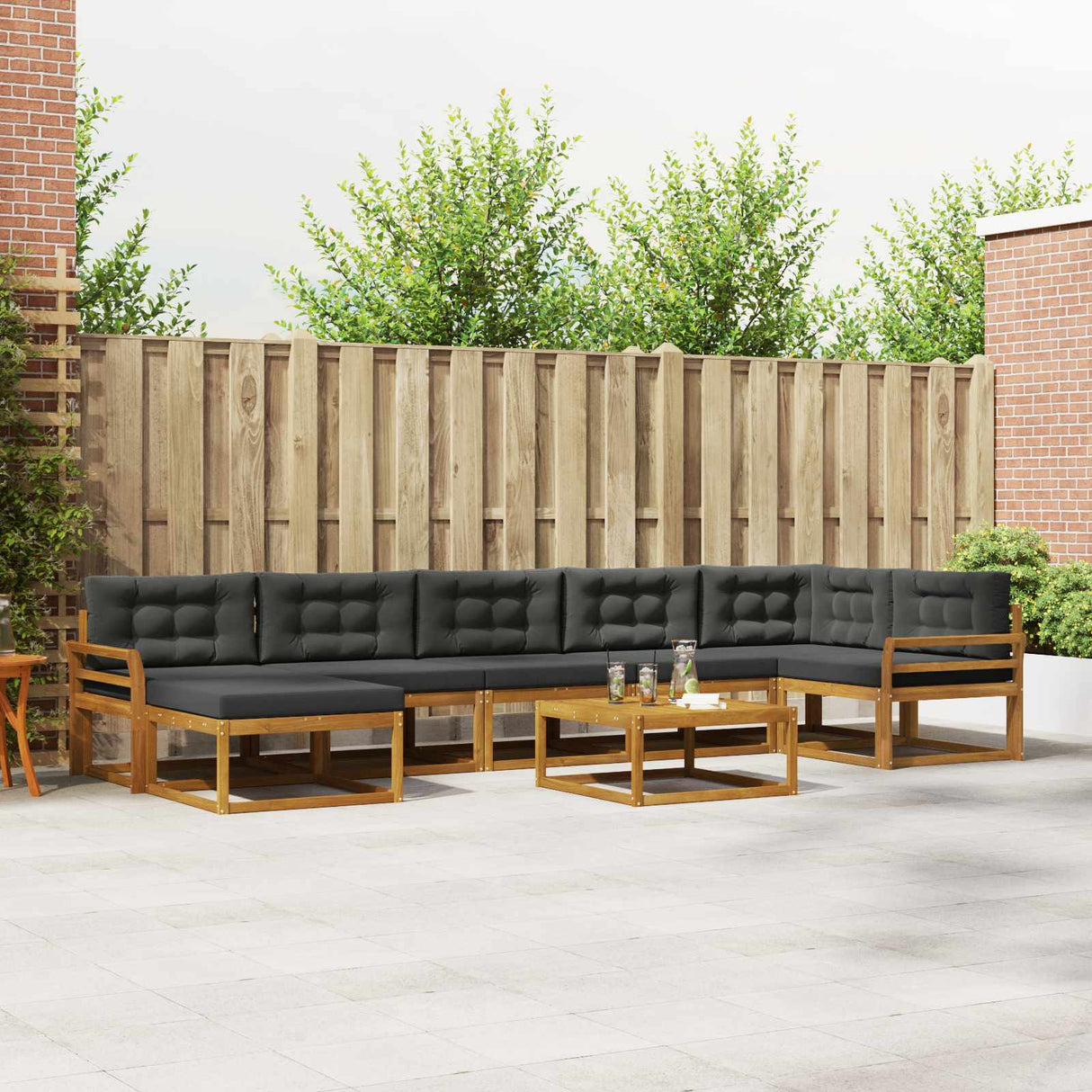vidaXL Buiten bank set 8 pcs Naturel Massief Acacia Hout