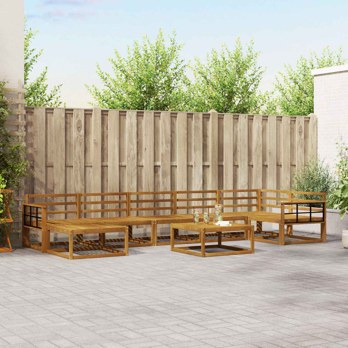 vidaXL Buiten bank set 8 pcs Naturel Massief Acacia Hout