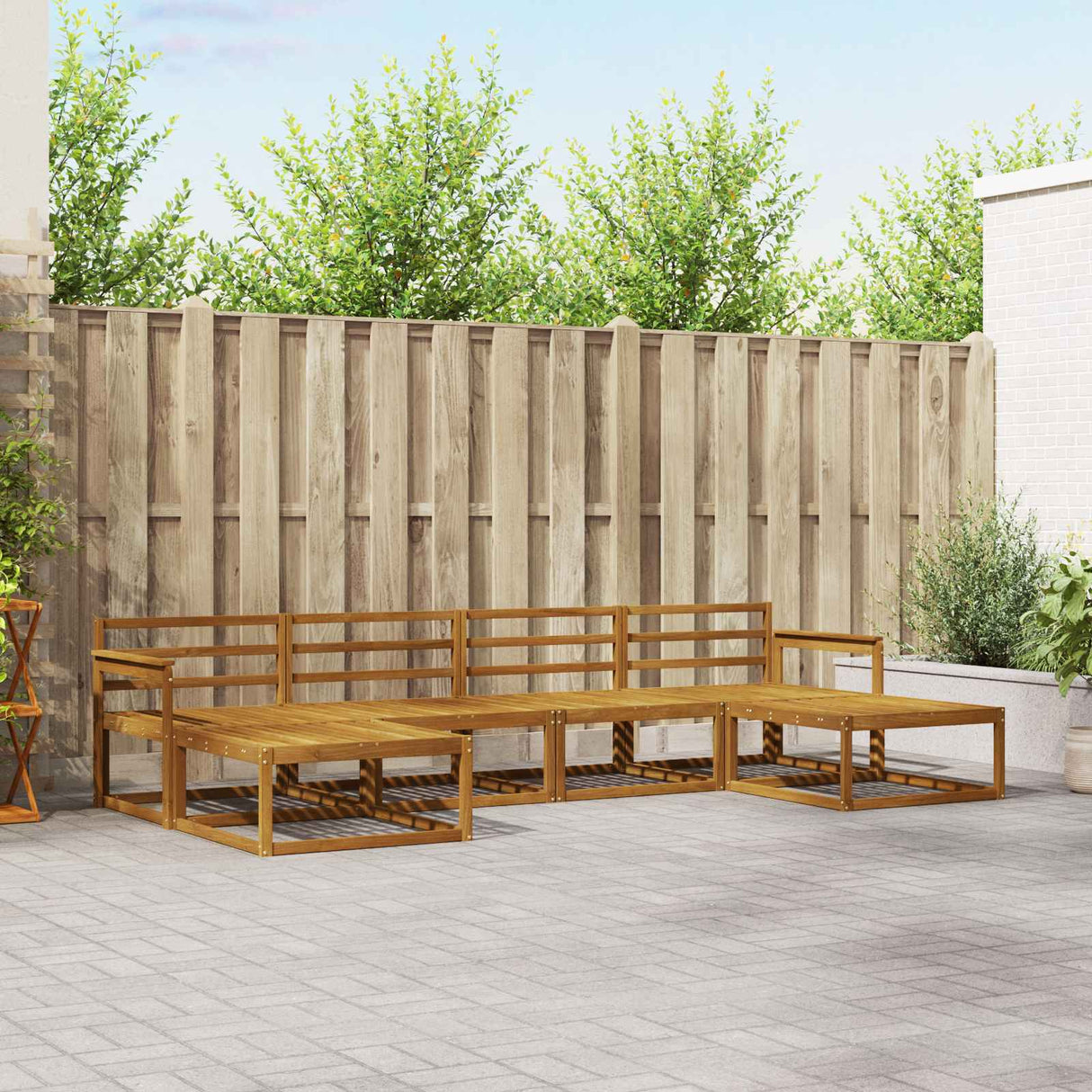 vidaXL Buiten bank set 6 pcs Naturel Massief Acacia Hout