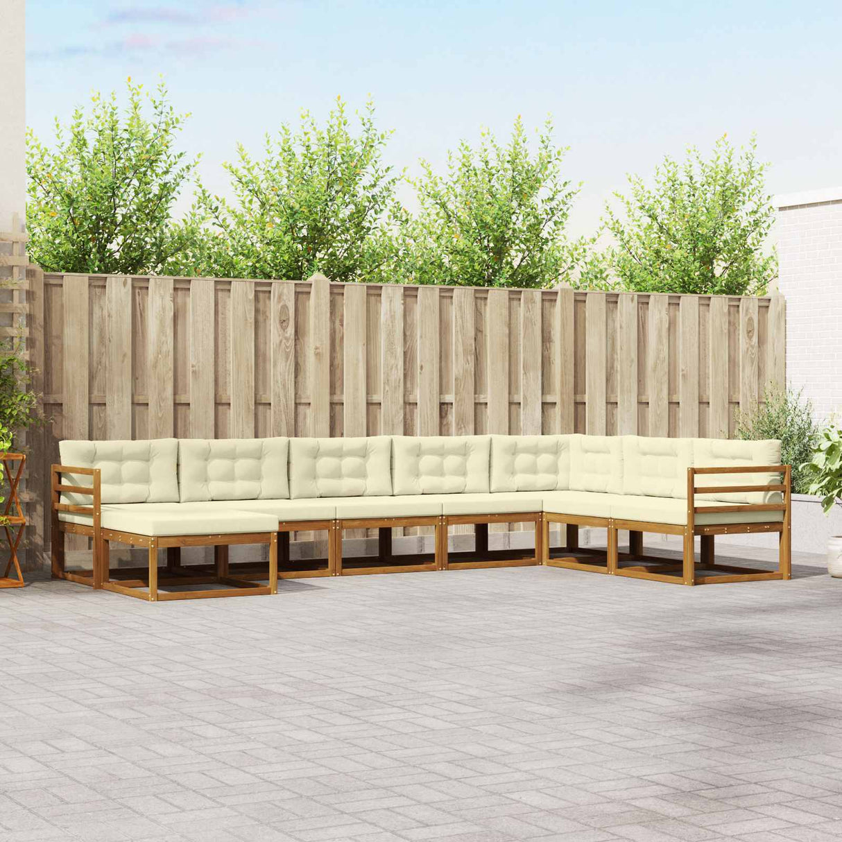 vidaXL Outdoor lounge set 8 pcs Natural Solid Acacia Wood
