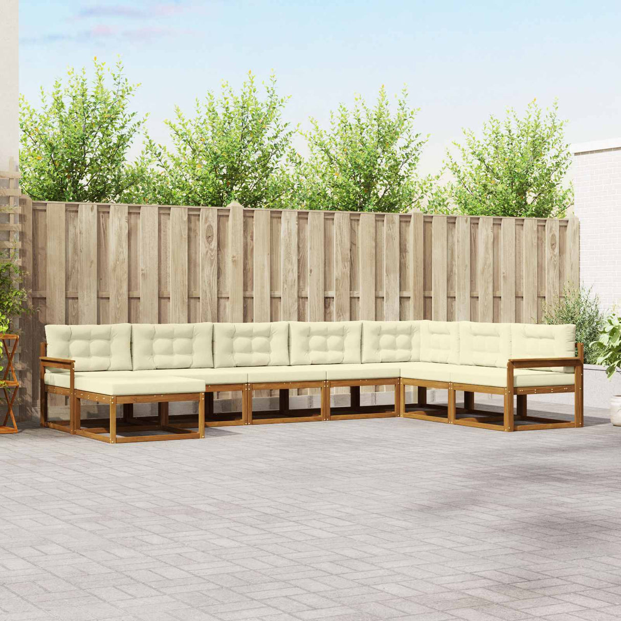 vidaXL Outdoor lounge set 8 pcs Natural Solid Acacia Wood