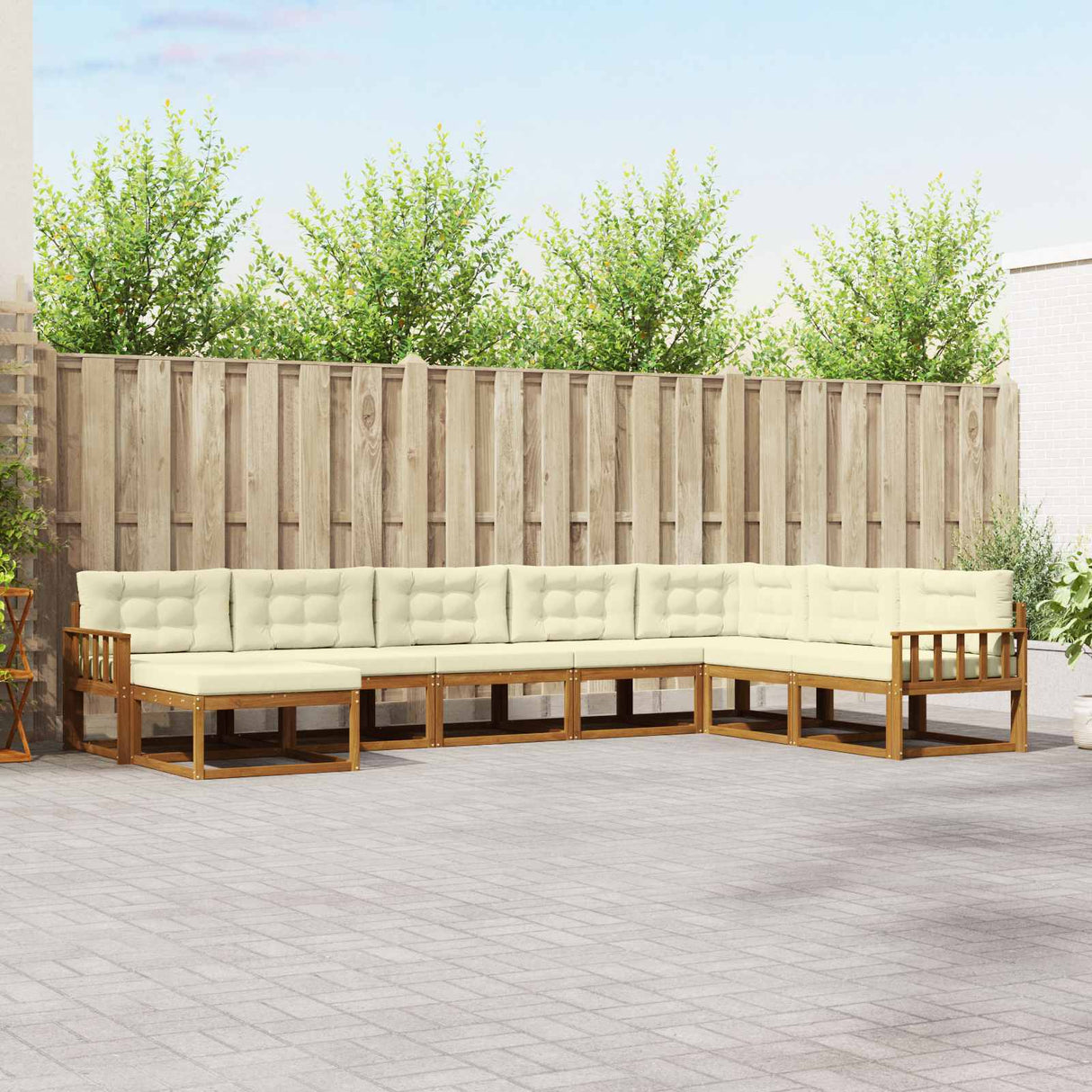 vidaXL Outdoor lounge set 8 pcs Natural Solid Acacia Wood
