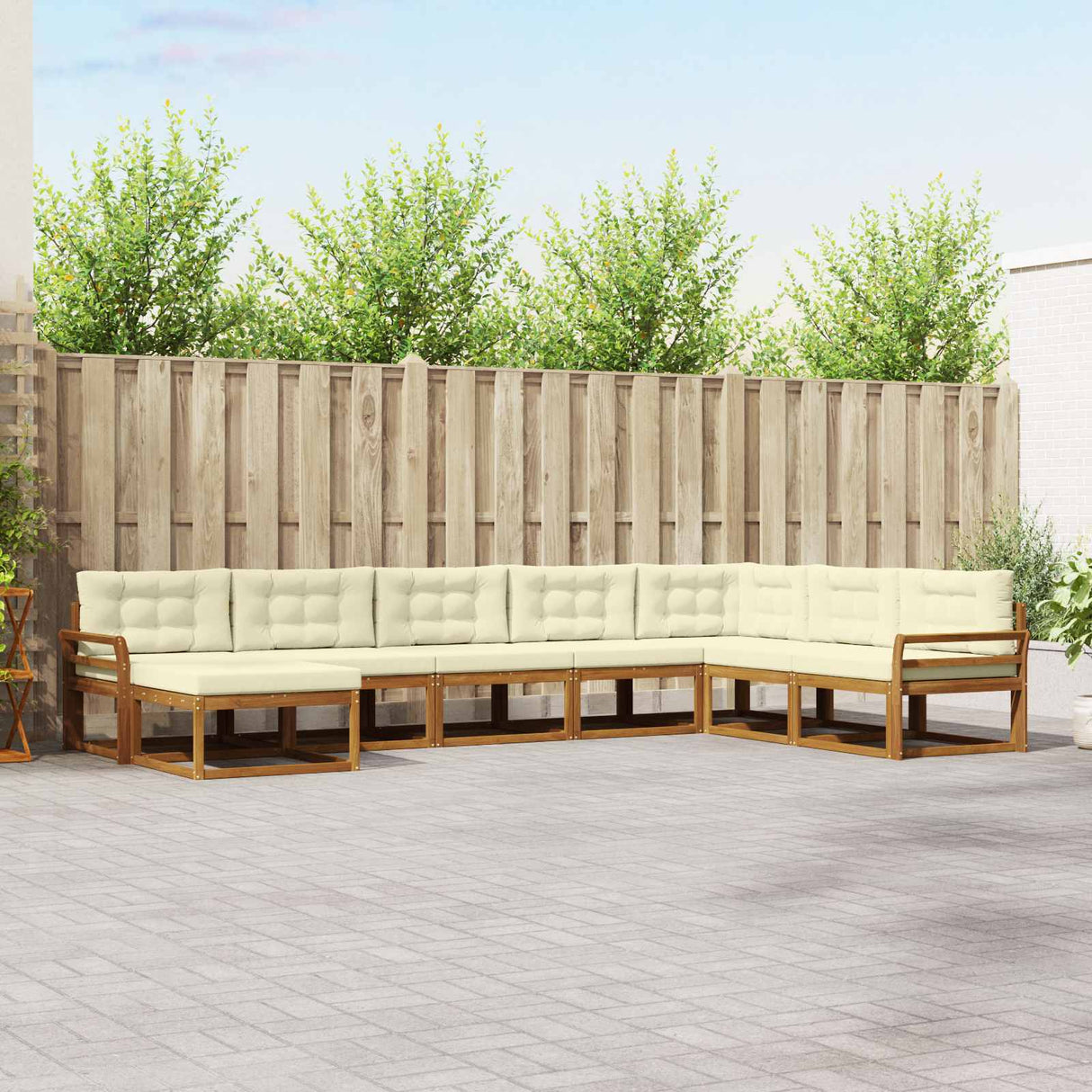 vidaXL Outdoor lounge set 8 pcs Natural Solid Acacia Wood