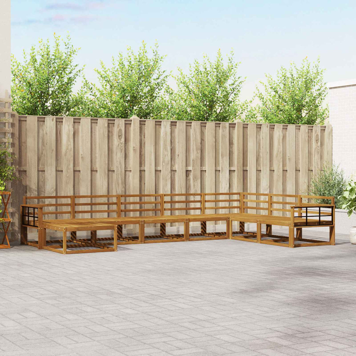 vidaXL Outdoor lounge set 8 pcs Natural Solid Acacia Wood