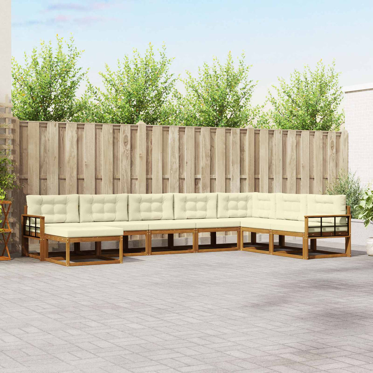vidaXL Outdoor lounge set 8 pcs Natural Solid Acacia Wood