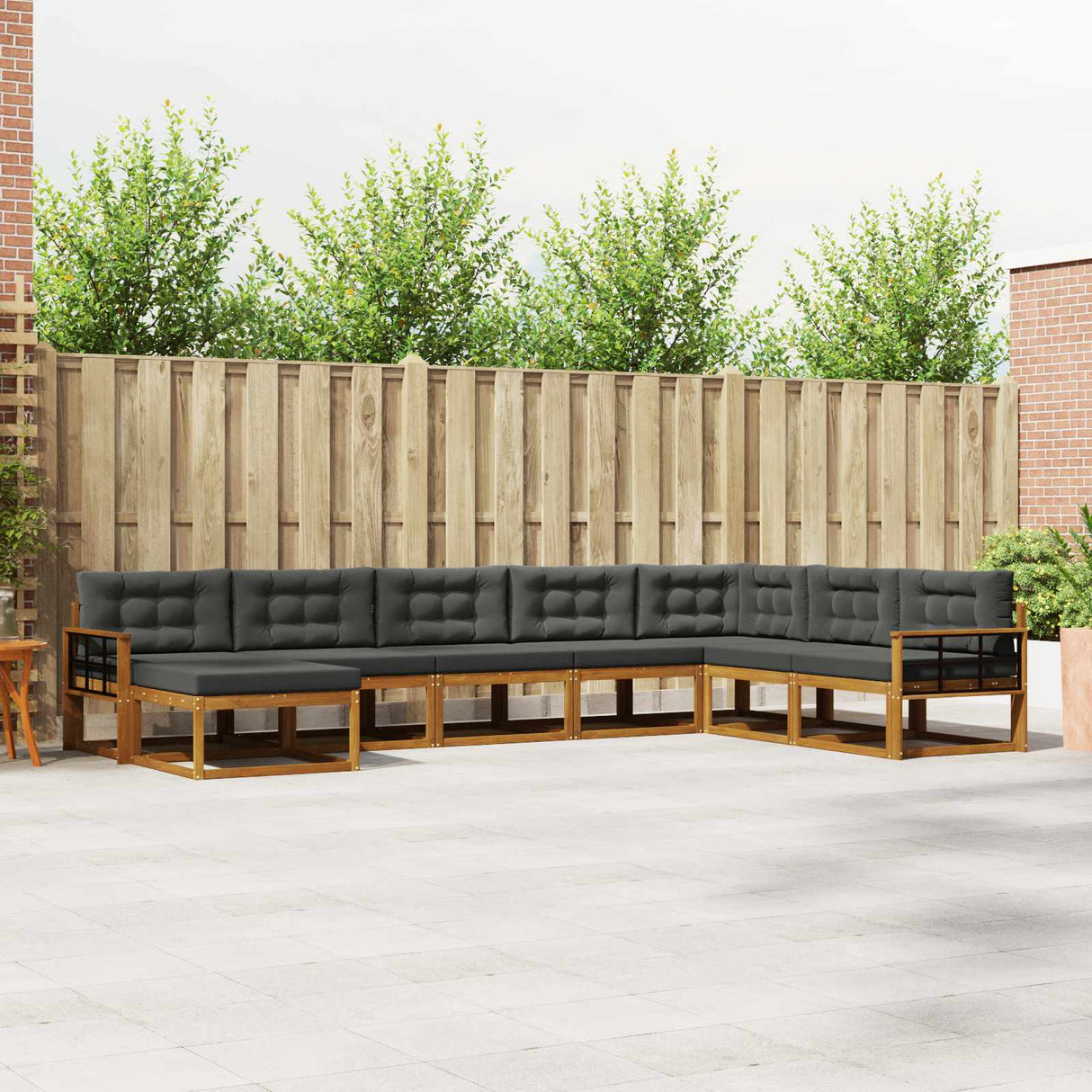 vidaXL Outdoor lounge set 8 pcs Natural Solid Acacia Wood