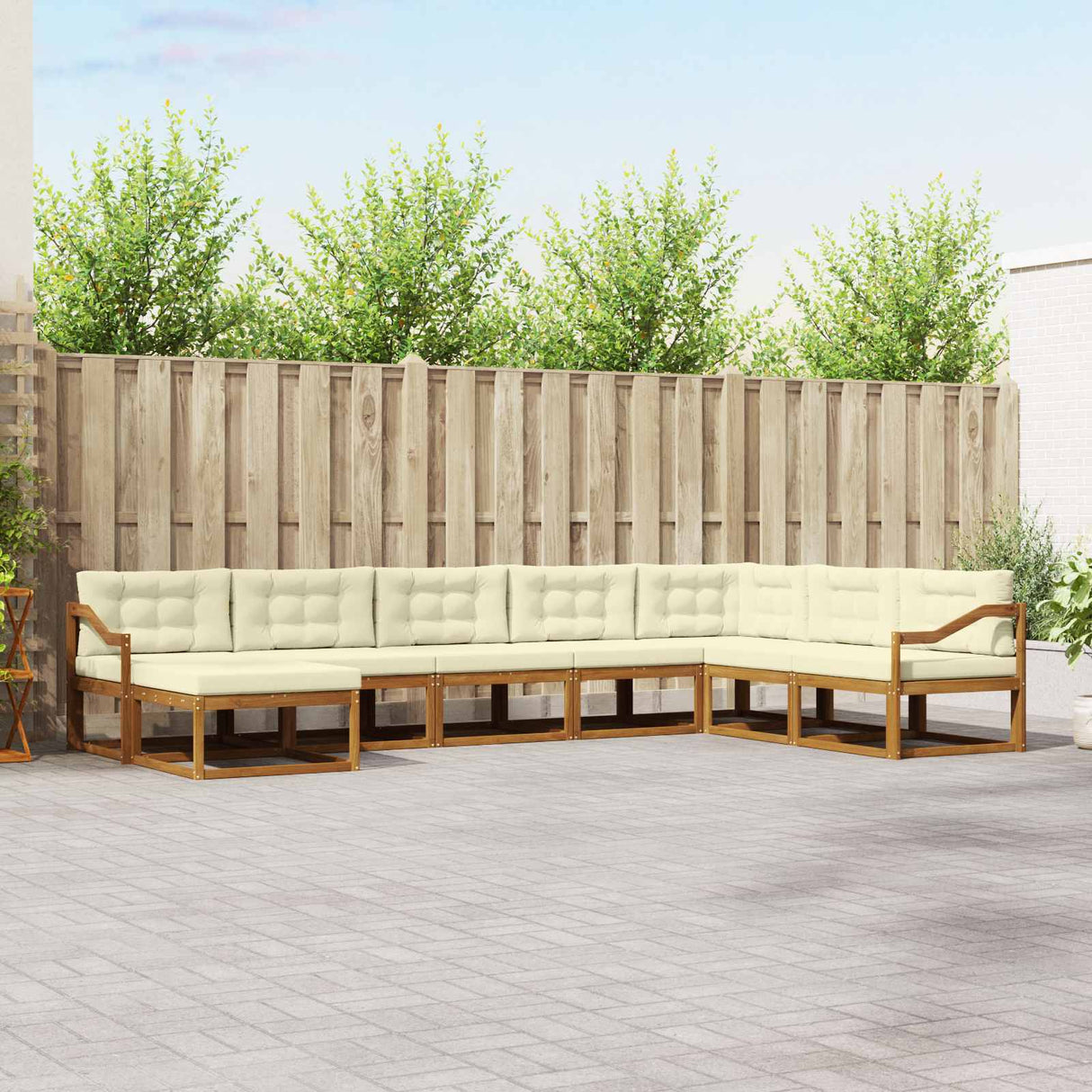 vidaXL Outdoor lounge set 8 pcs Natural Solid Acacia Wood