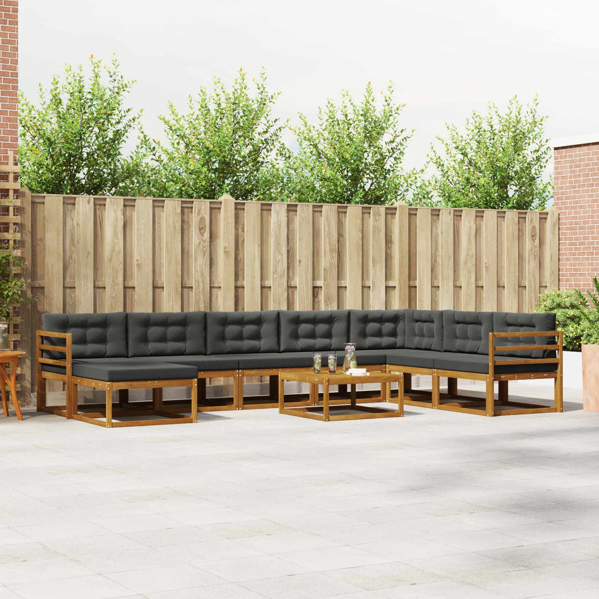 vidaXL Ensemble de salon de jardin 9 pcs Bois d'acacia massif Naturel