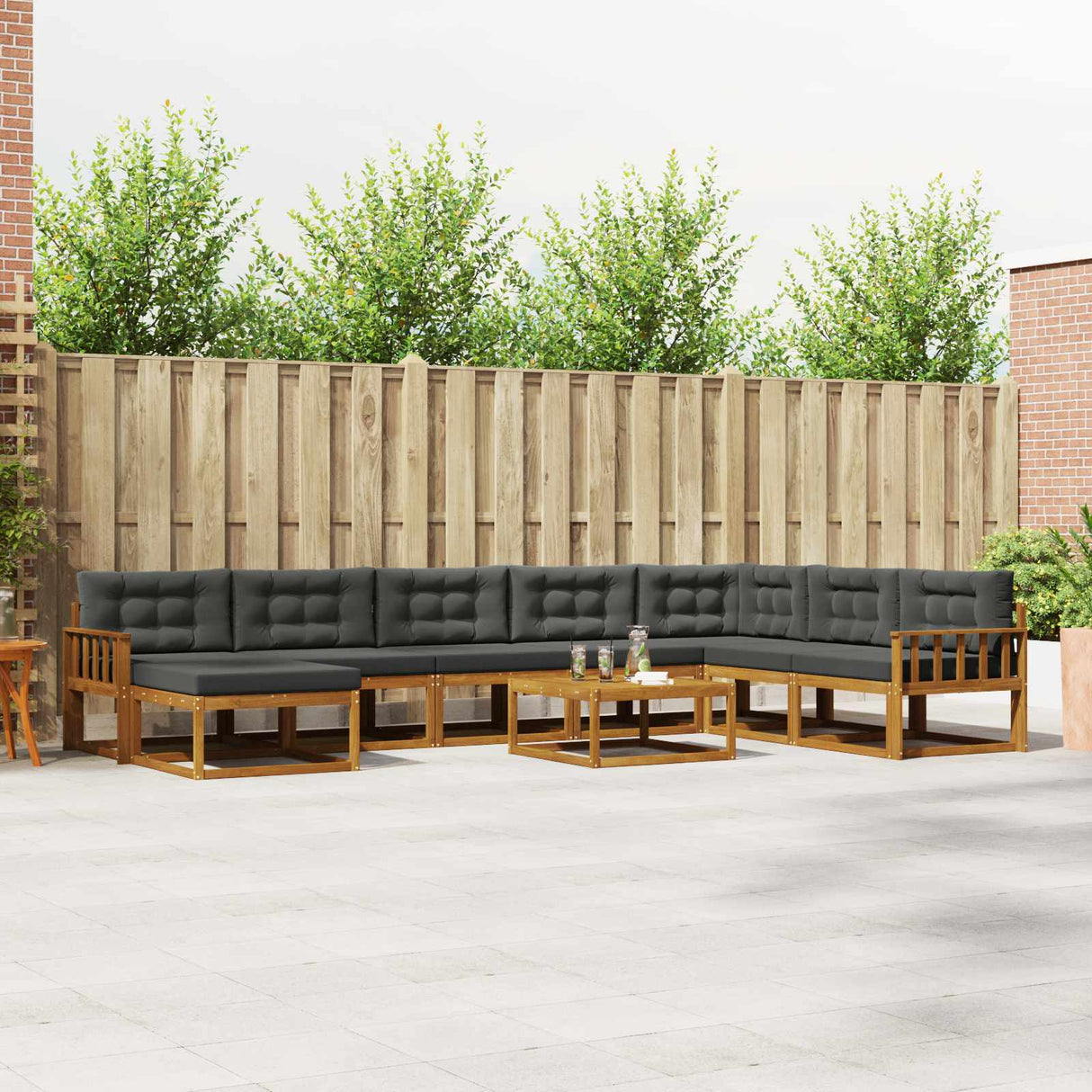vidaXL Ensemble de salon de jardin 9 pcs Bois d'acacia massif Naturel