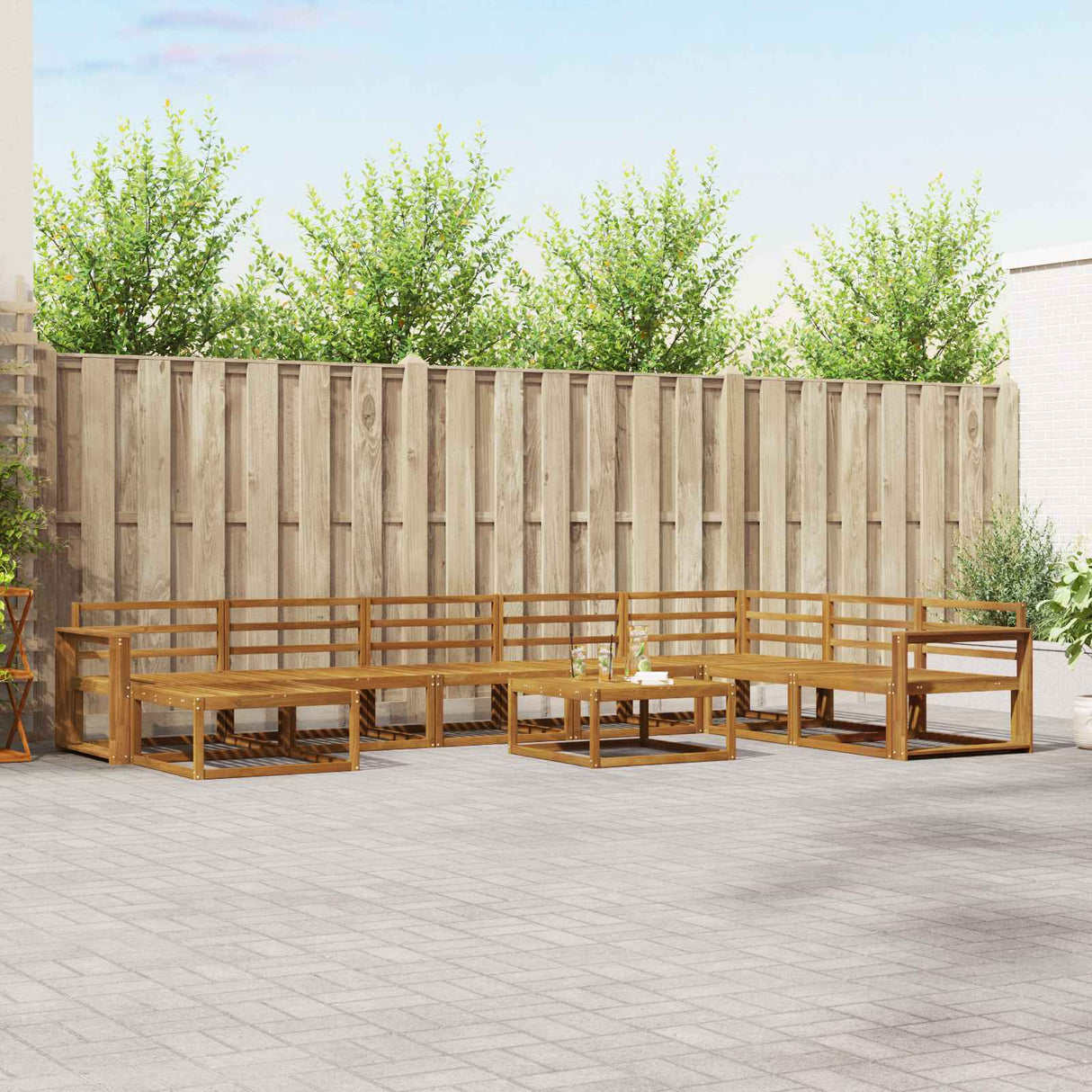 vidaXL Ensemble de salon de jardin 9 pcs Bois d'acacia massif Naturel