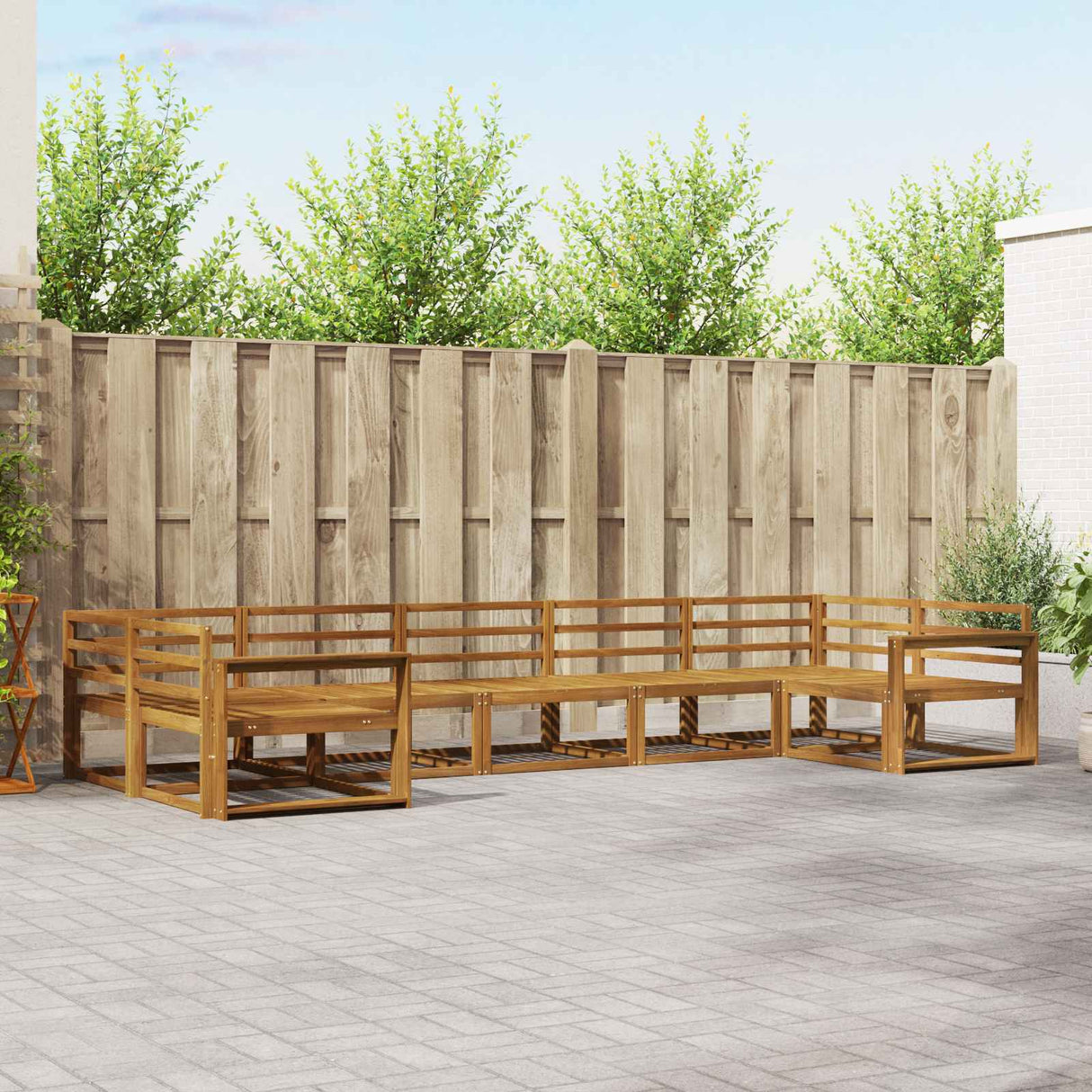 vidaXL Outdoor Lounge Set 7 pcs Natural Solid Acacia Wood