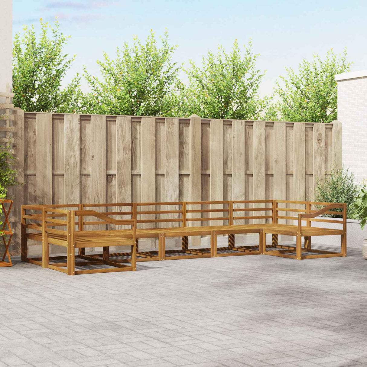 vidaXL Outdoor Lounge Set 7 pcs Natural Solid Acacia Wood