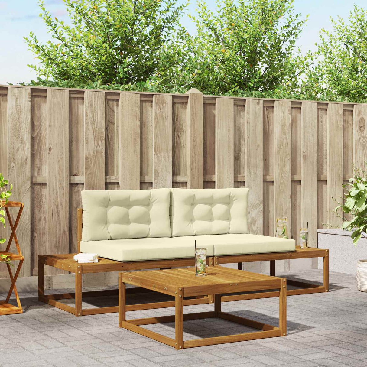 vidaXL Buiten bank set 3 Stuk Naturel Massief Acacia Hout
