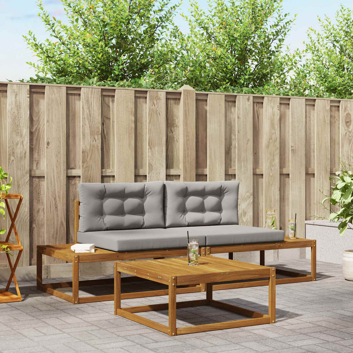 vidaXL Buiten bank set 3 Stuk Naturel Massief Acacia Hout