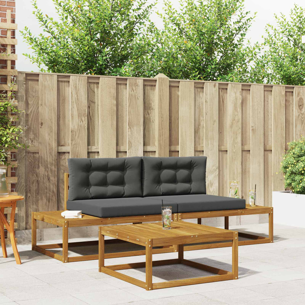 vidaXL Buiten bank set 3 Stuk Naturel Massief Acacia Hout